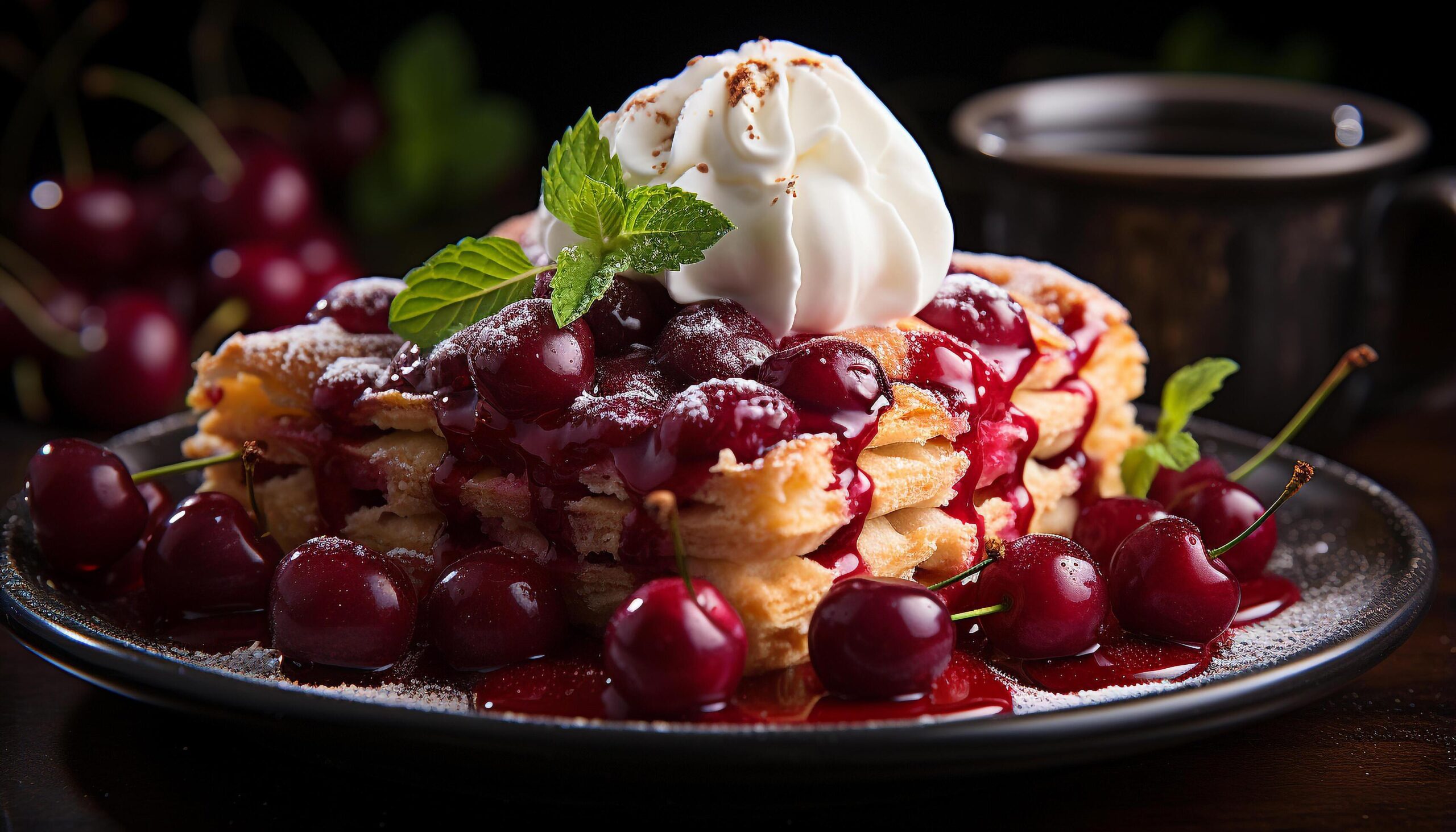 Ai-generated-homemade-berry-dessert-on-wood-plate-fresh-and-sweet-generated-by-ai-free-photo