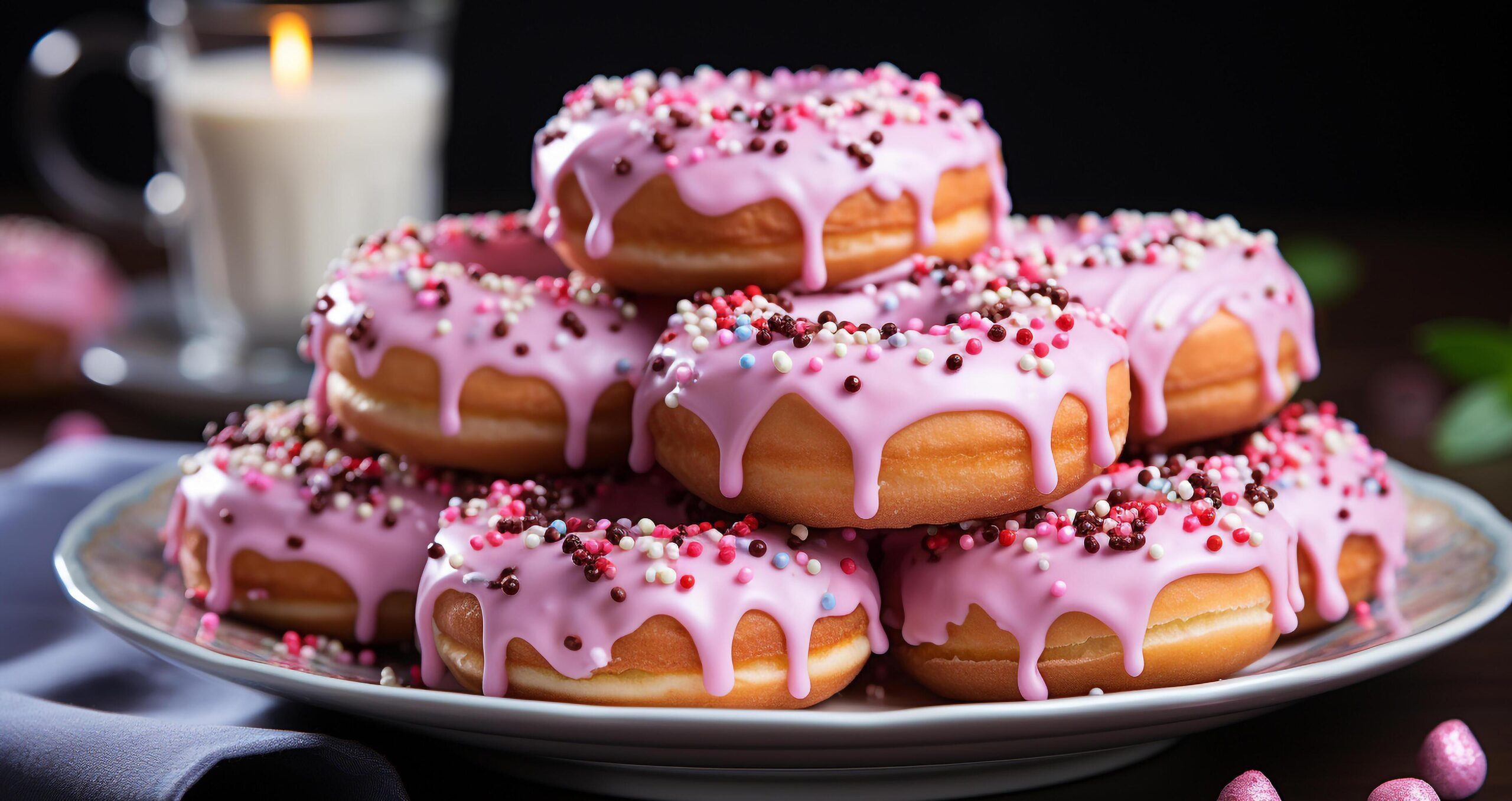 Ai-generated-homemade-dessert-sweet-donut-with-chocolate-icing-and-strawberry-generated-by-ai-free-photo