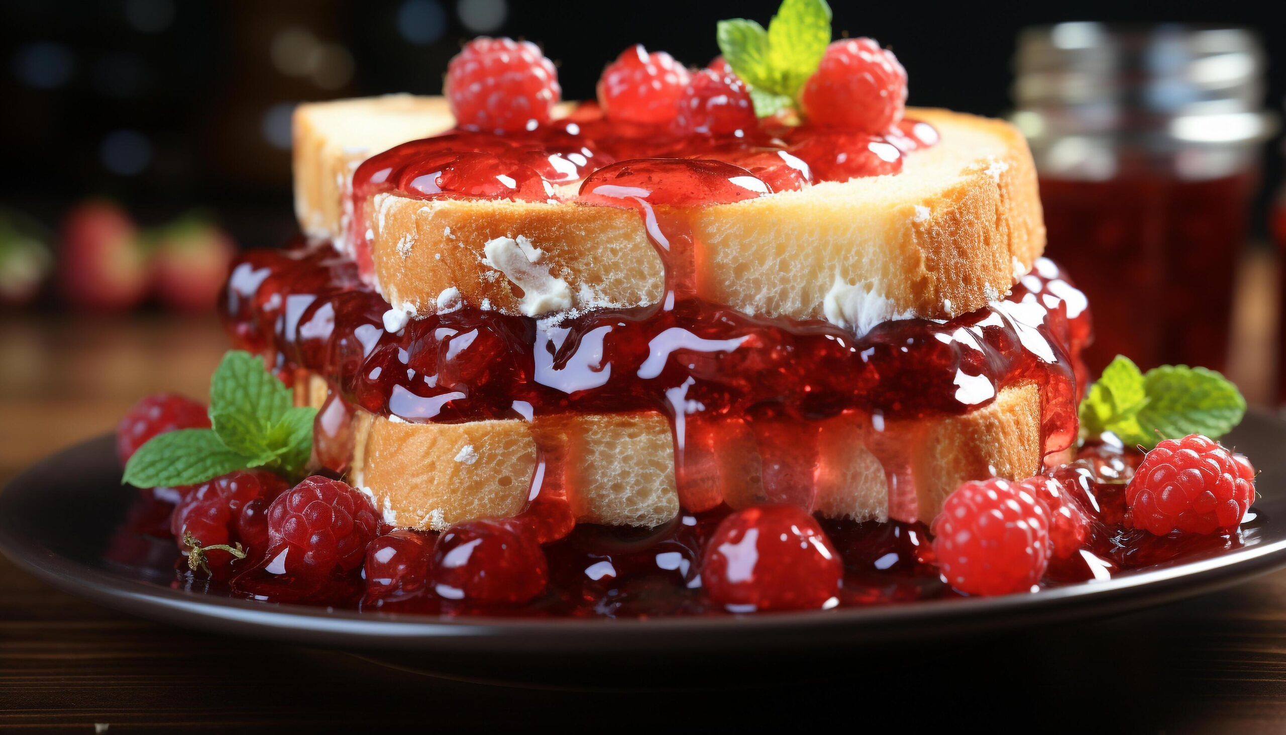 Ai-generated-homemade-gourmet-dessert-fresh-berry-cheesecake-on-wooden-plate-generated-by-ai-free-photo