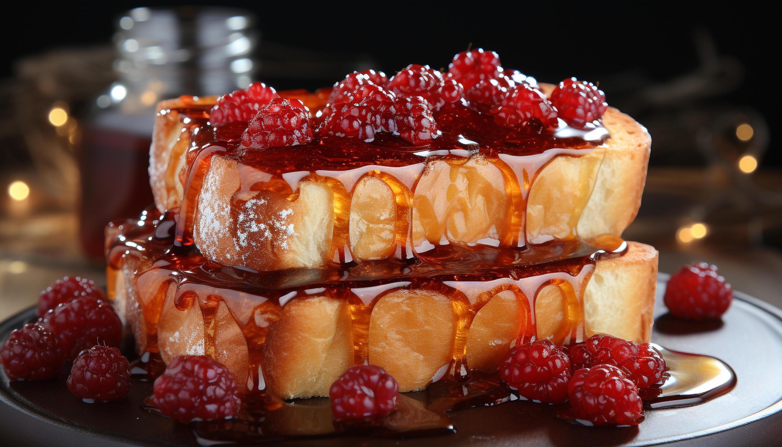 Ai-generated-homemade-gourmet-dessert-sweet-pie-with-raspberry-and-chocolate-generated-by-ai-free-photo