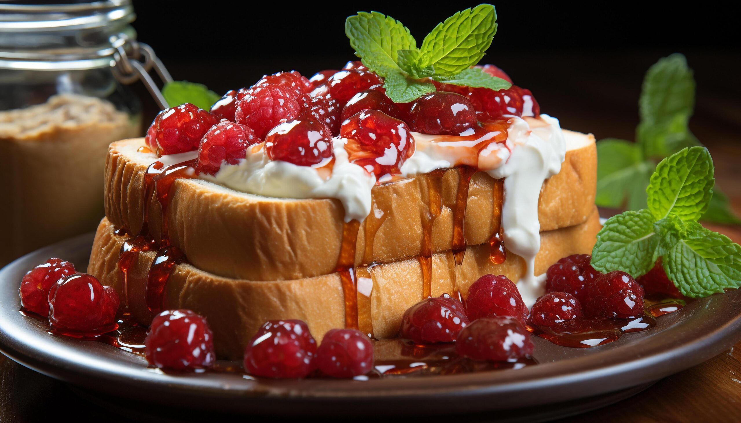 Ai-generated-homemade-gourmet-dessert-sweet-pie-with-whipped-cream-and-berries-generated-by-ai-free-photo