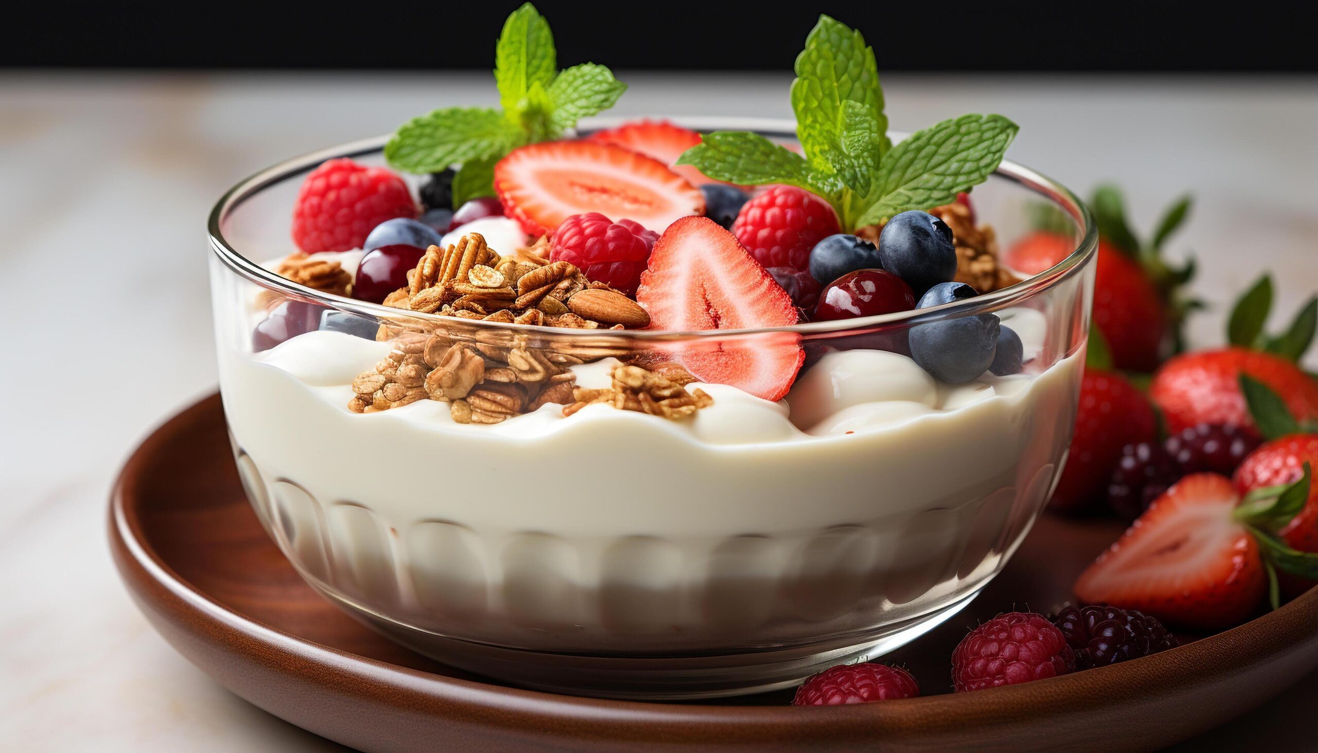 Ai-generated-homemade-parfait-fresh-berries-creamy-yogurt-and-crunchy-granola-generated-by-ai-free-photo