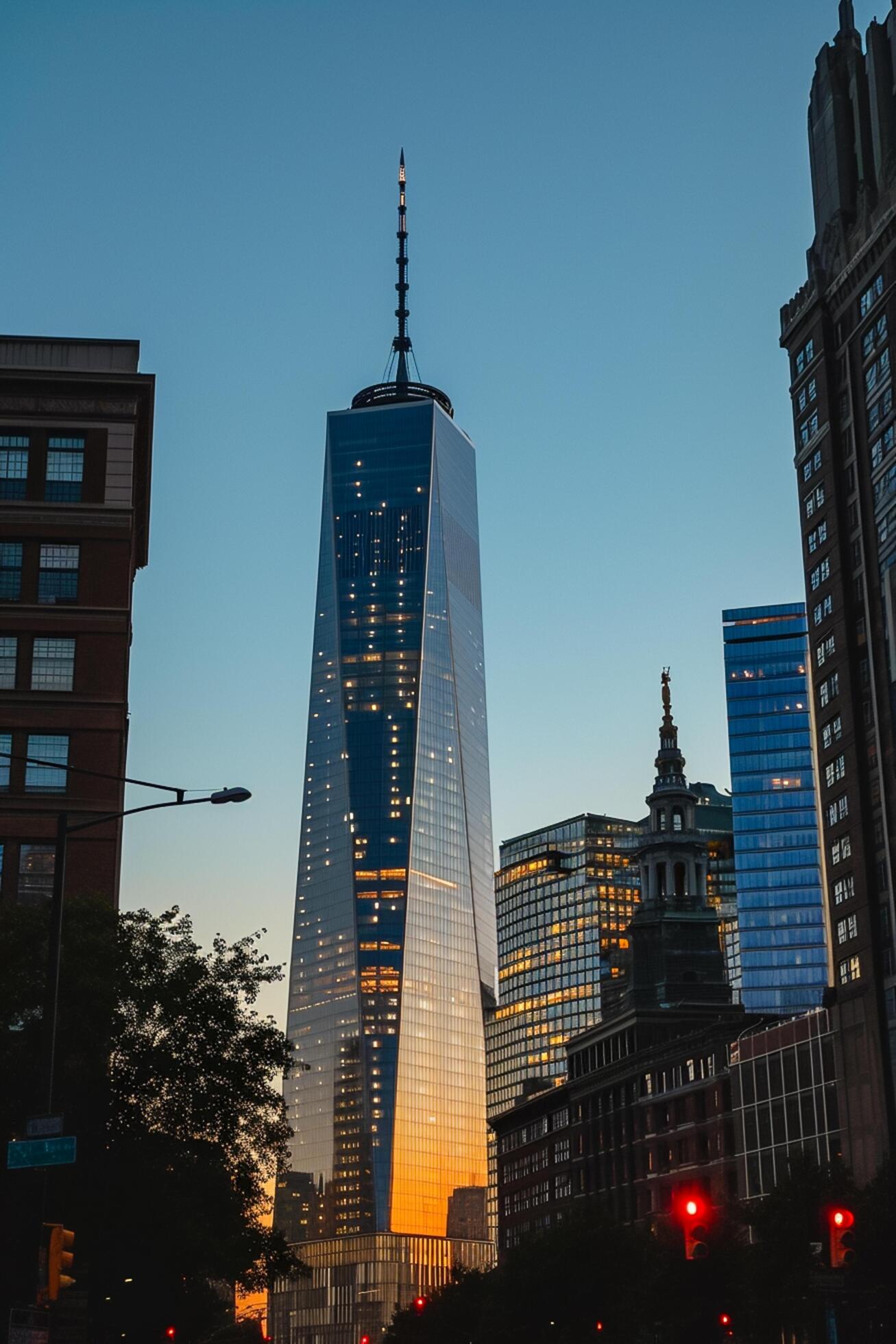 Ai-generated-image-captures-cityscape-during-the-evening-with-clear-sky-ai-generated-free-photo