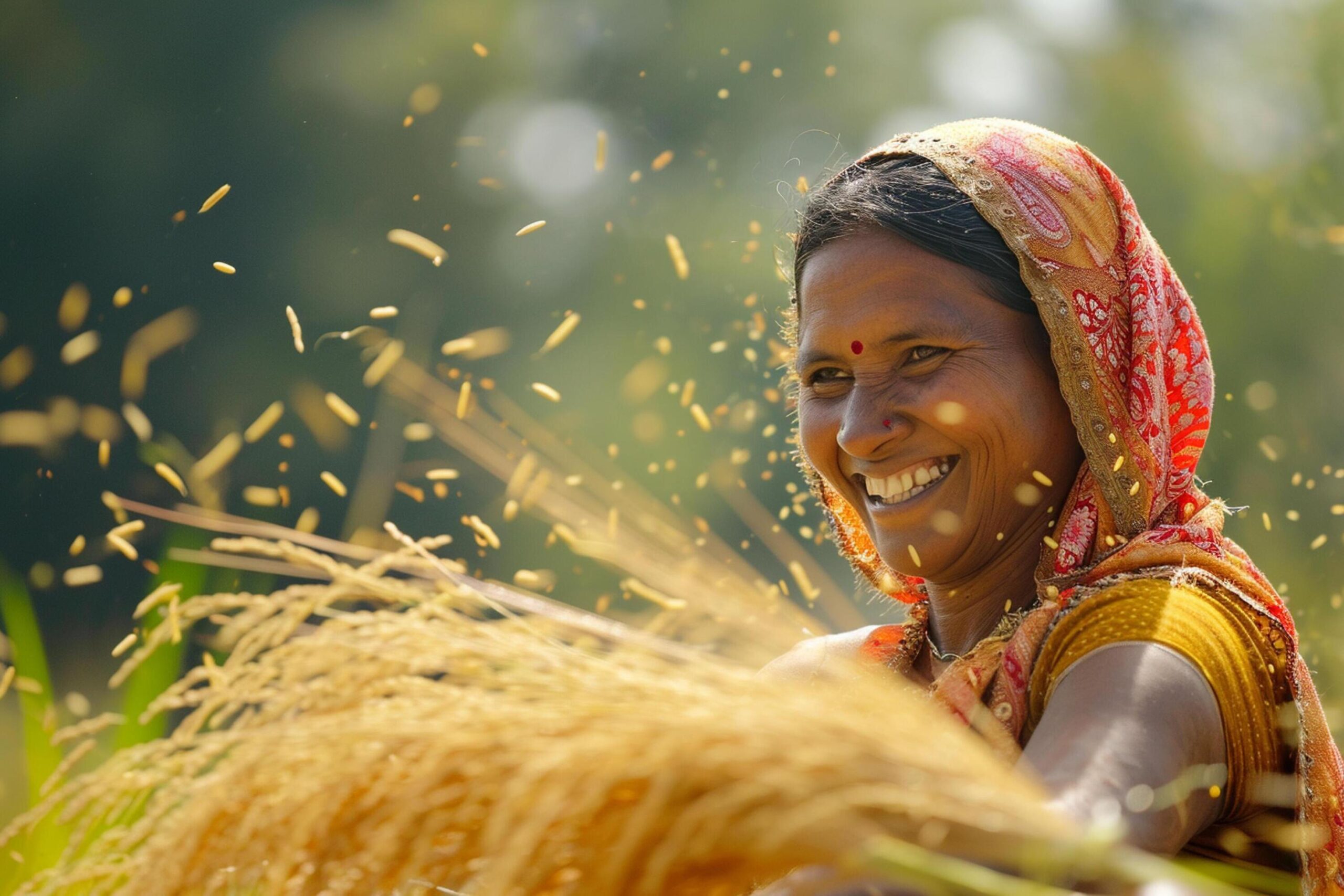 Ai-generated-indian-female-farmer-working-in-her-field-bokeh-style-background-with-generative-ai-free-photo
