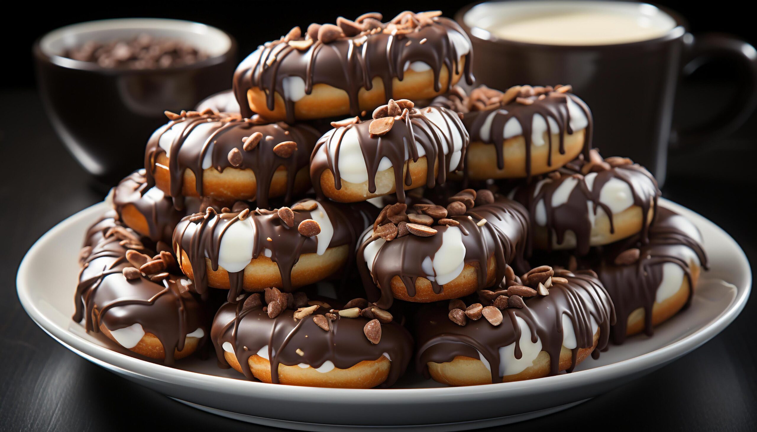 Ai-generated-indulgent-dessert-dark-chocolate-donut-with-creamy-chocolate-icing-generated-by-ai-free-photo