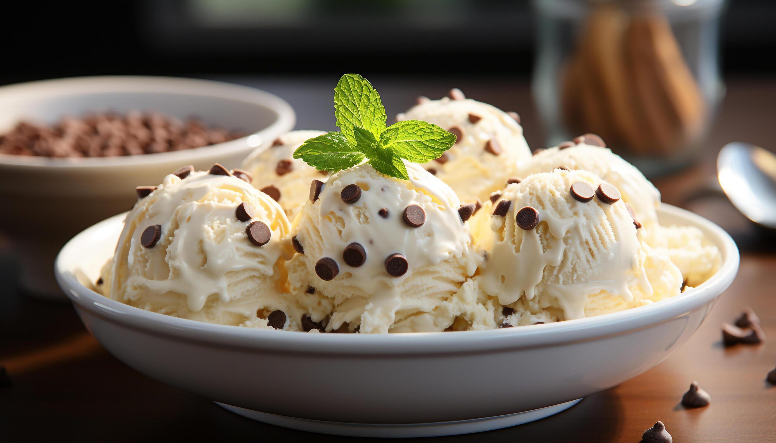 Ai-generated-indulgent-homemade-ice-cream-sundae-on-wooden-table-refreshing-and-sweet-generated-by-ai-free-photo