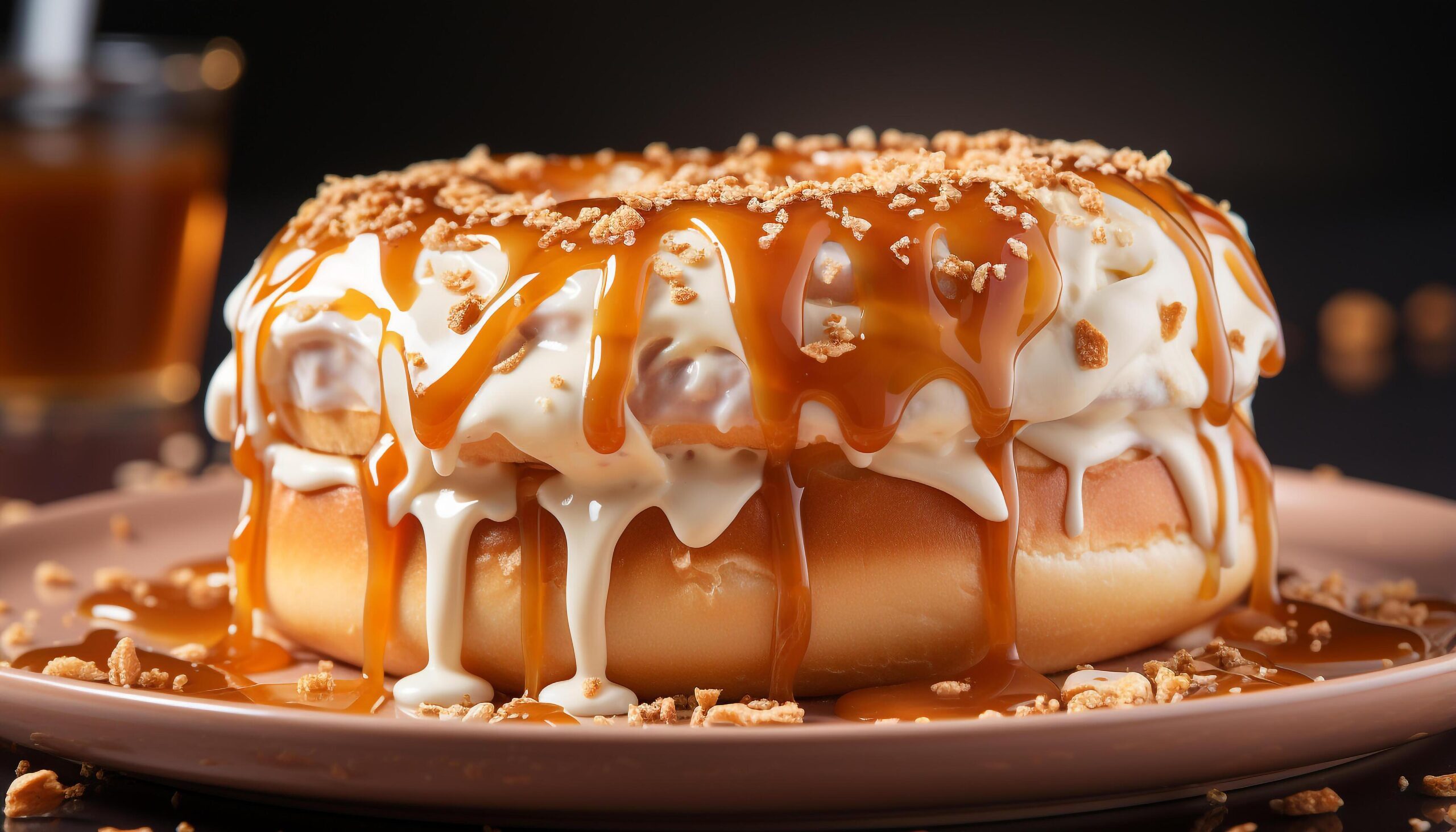 Ai-generated-indulgent-slice-of-chocolate-cake-with-whipped-cream-and-caramel-generated-by-ai-free-photo