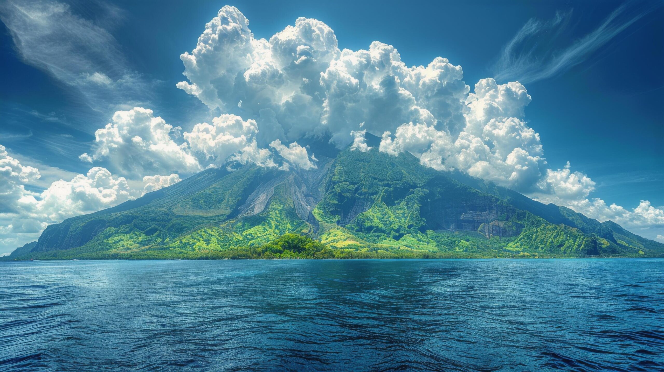 Ai-generated-island-amidst-body-of-water-free-photo