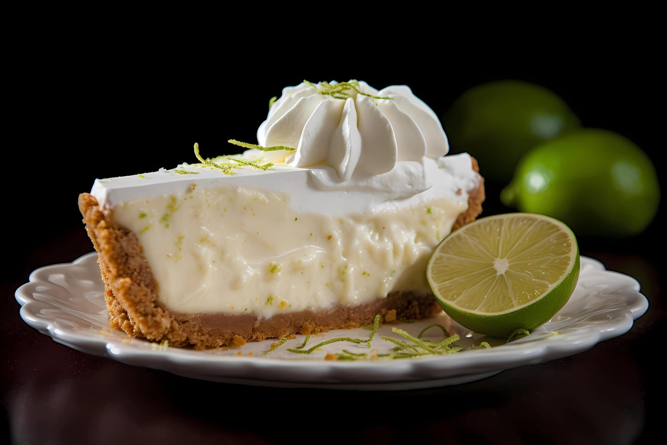 Ai-generated-key-lime-pie-a-beloved-dessert-from-the-florida-keys-key-lime-pie-is-made-with-a-tangy-filling-of-key-lime-juice-and-condensed-milk-in-a-graham-cracker-crust-free-photo