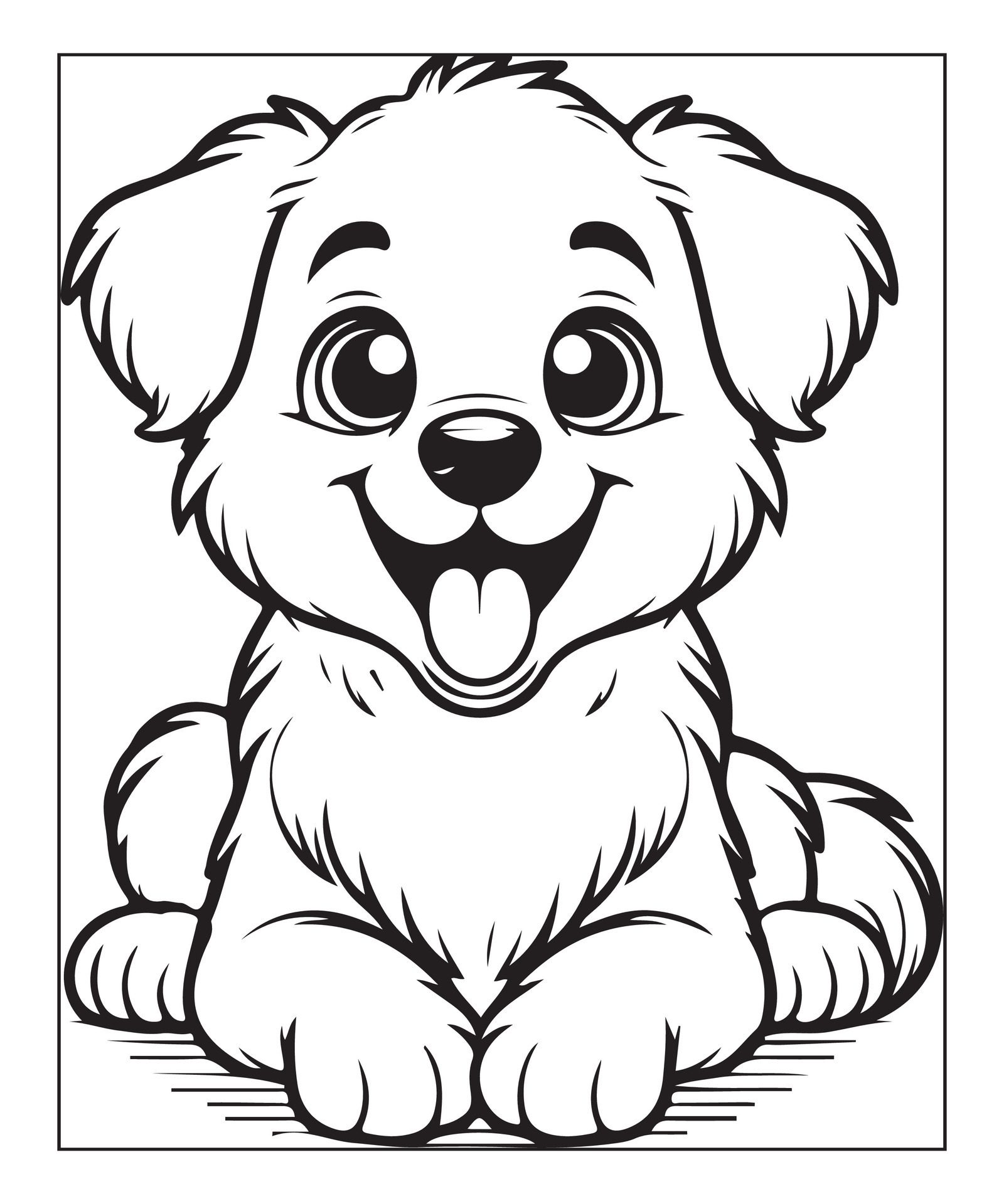 Ai-generated-kids-coloring-page-dog-coloring-page-illustration-free-vector