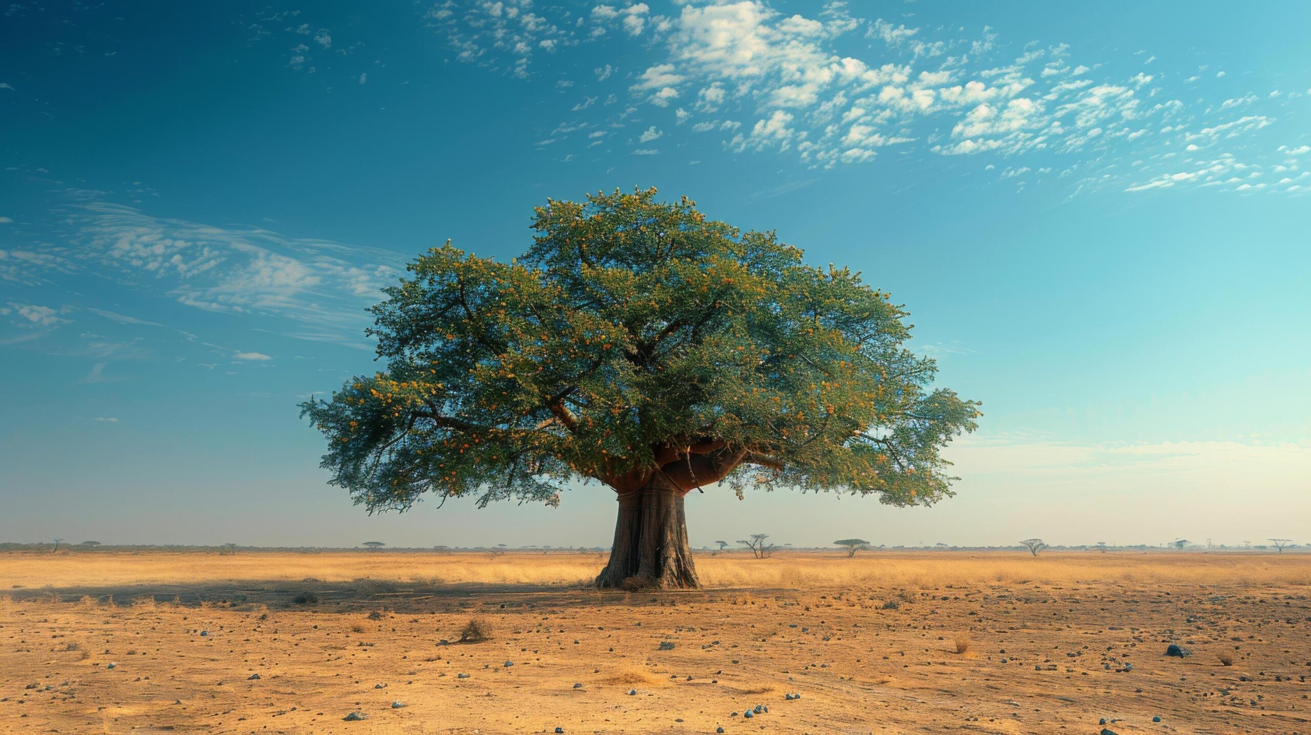 Ai-generated-large-tree-standing-in-field-free-photo