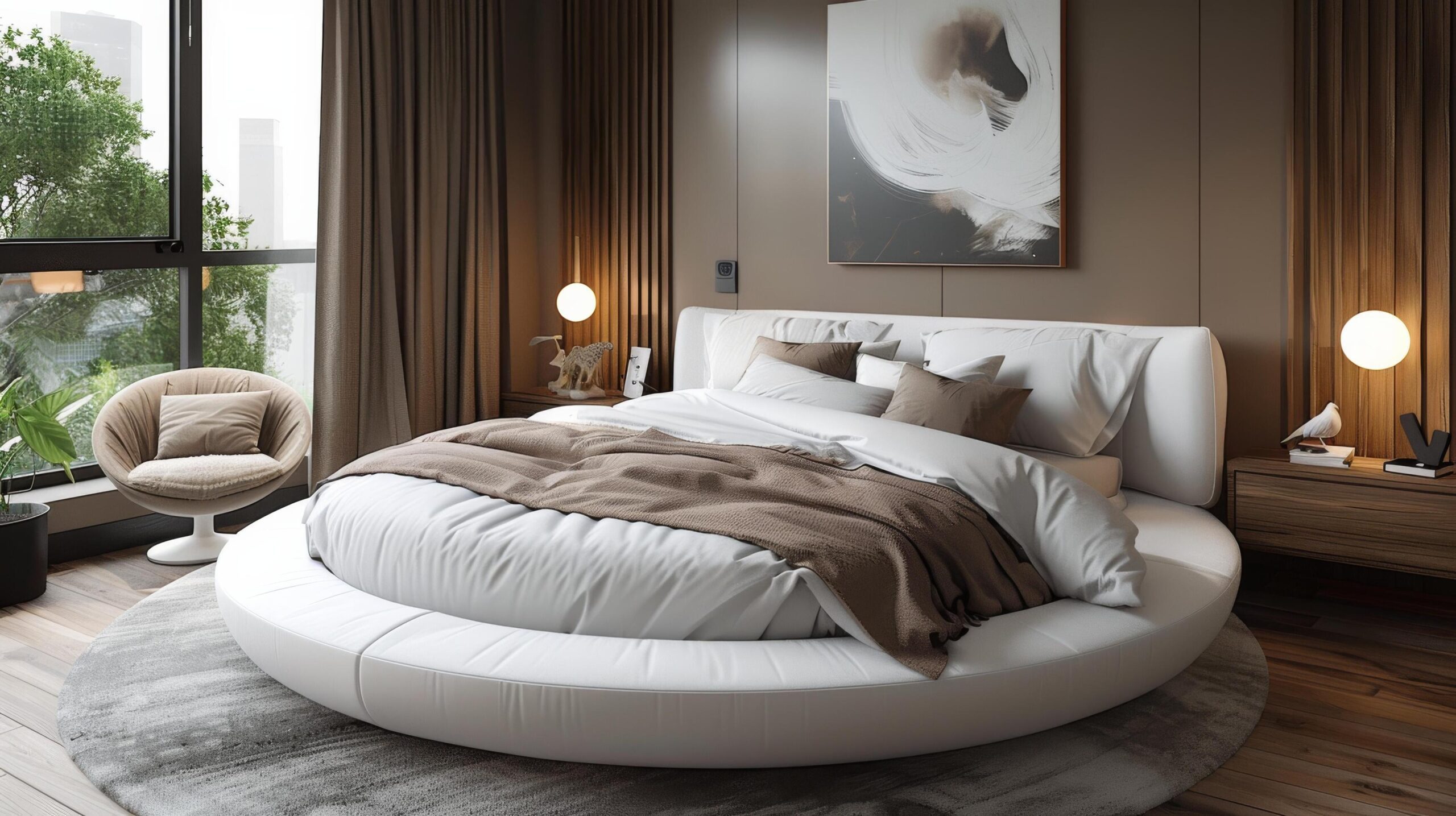 Ai-generated-large-white-bed-next-to-window-in-bedroom-free-photo