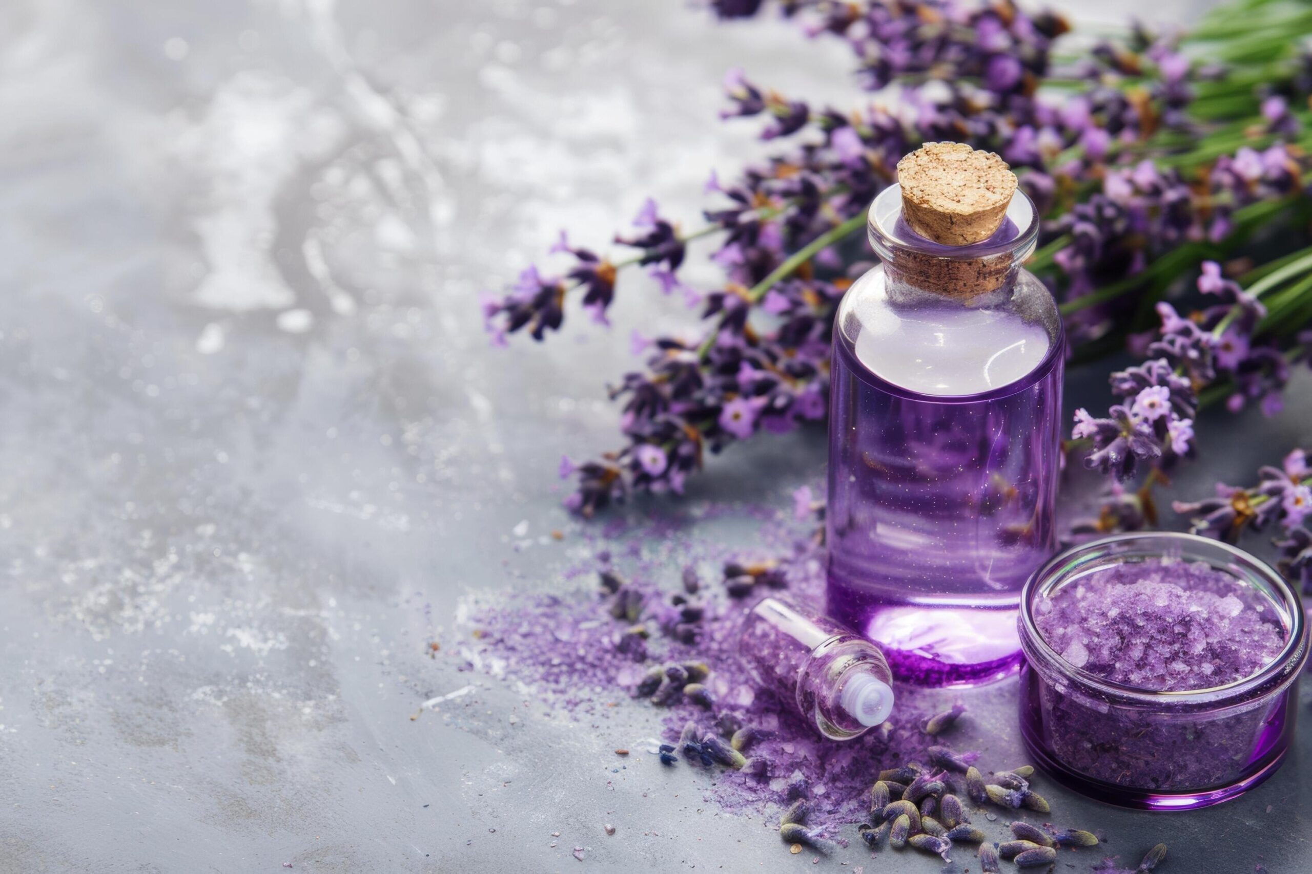 Ai-generated-lavender-essential-oil-and-bath-salt-setup-free-photo