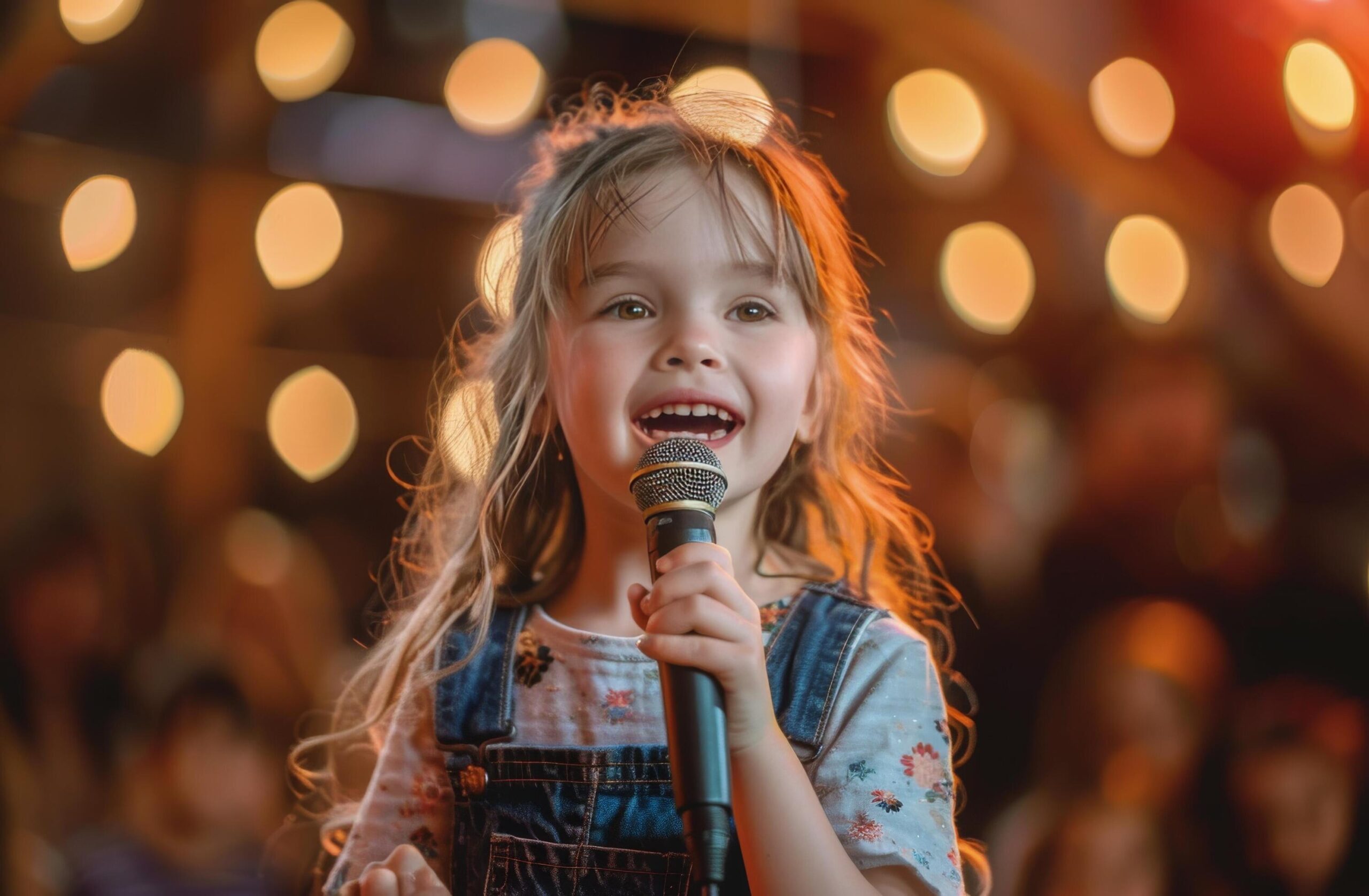Ai-generated-little-girl-singing-into-microphone-free-photo