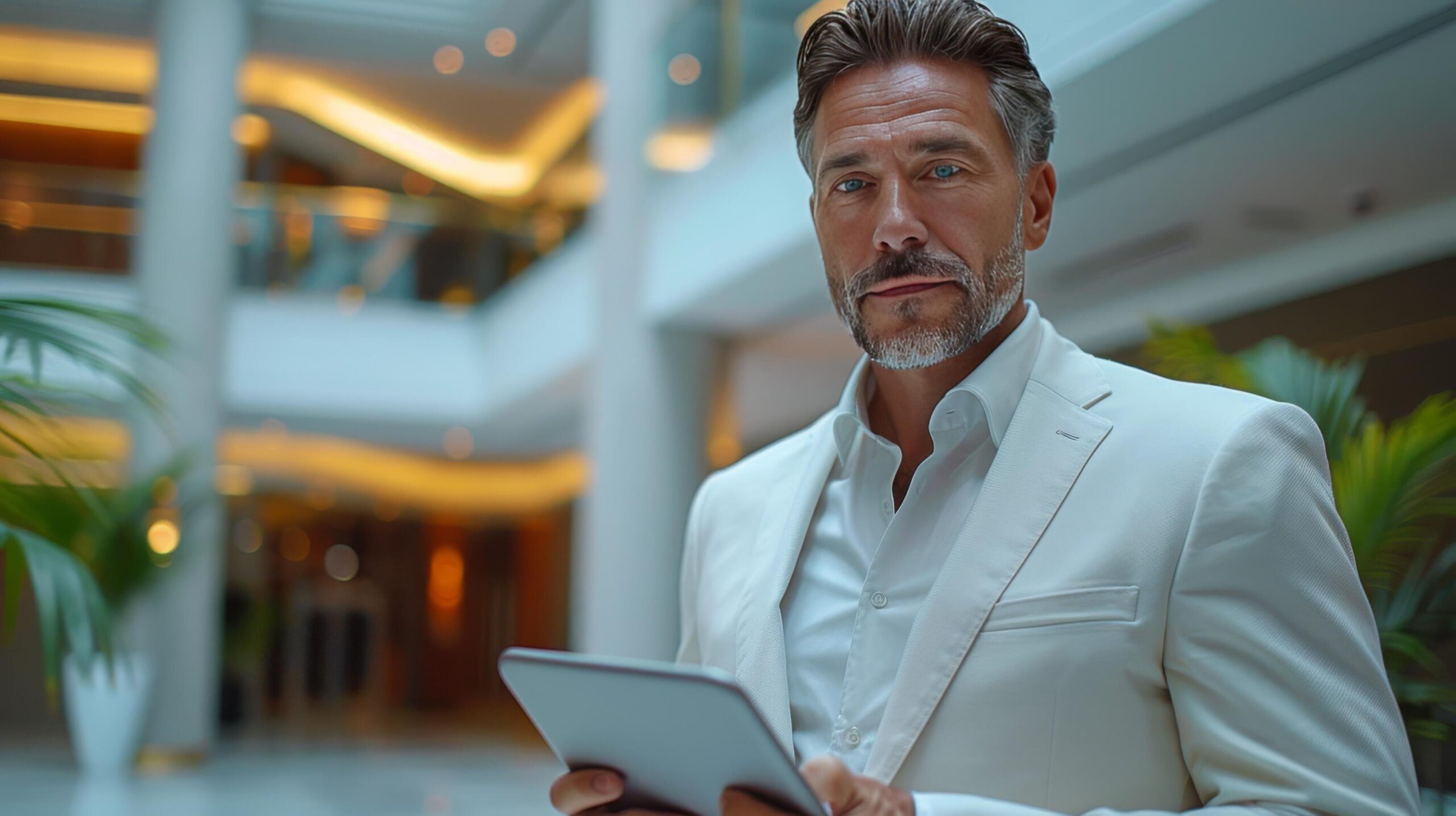 Ai-generated-man-in-suit-analyzing-tablet-free-photo