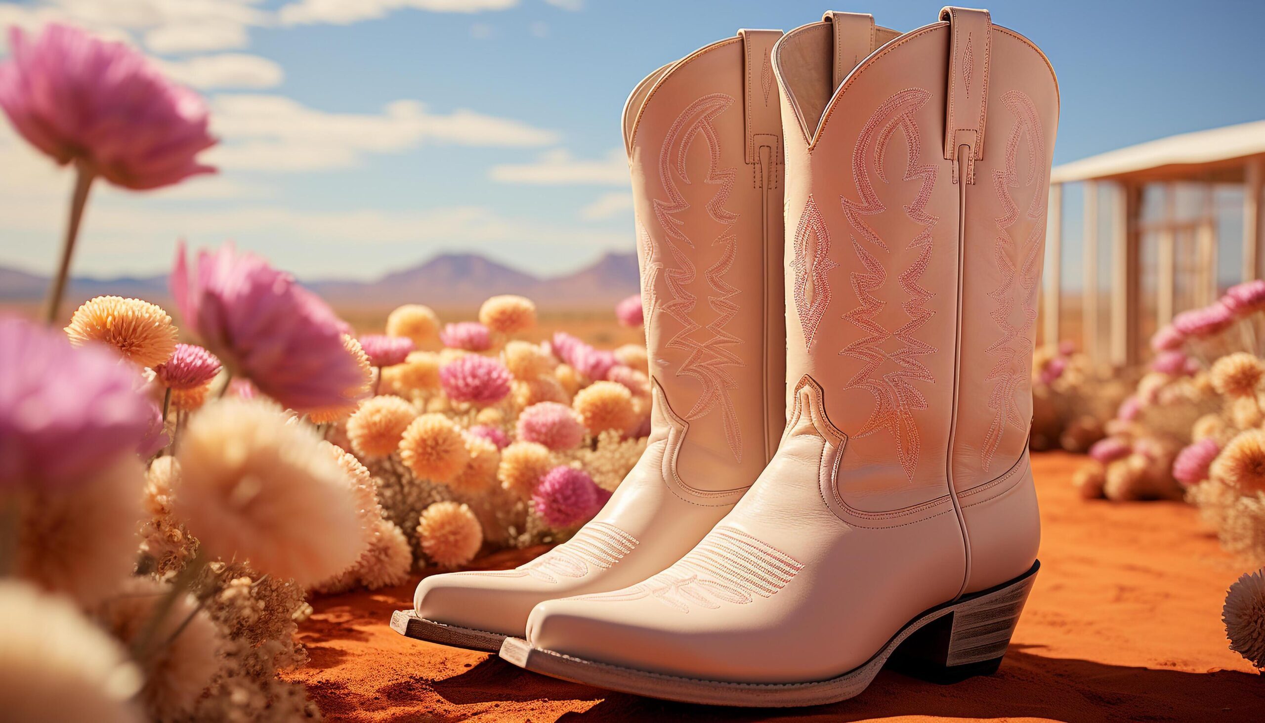 Ai-generated-men-and-women-enjoy-the-outdoors-in-colorful-cowboy-boots-generated-by-ai-free-photo