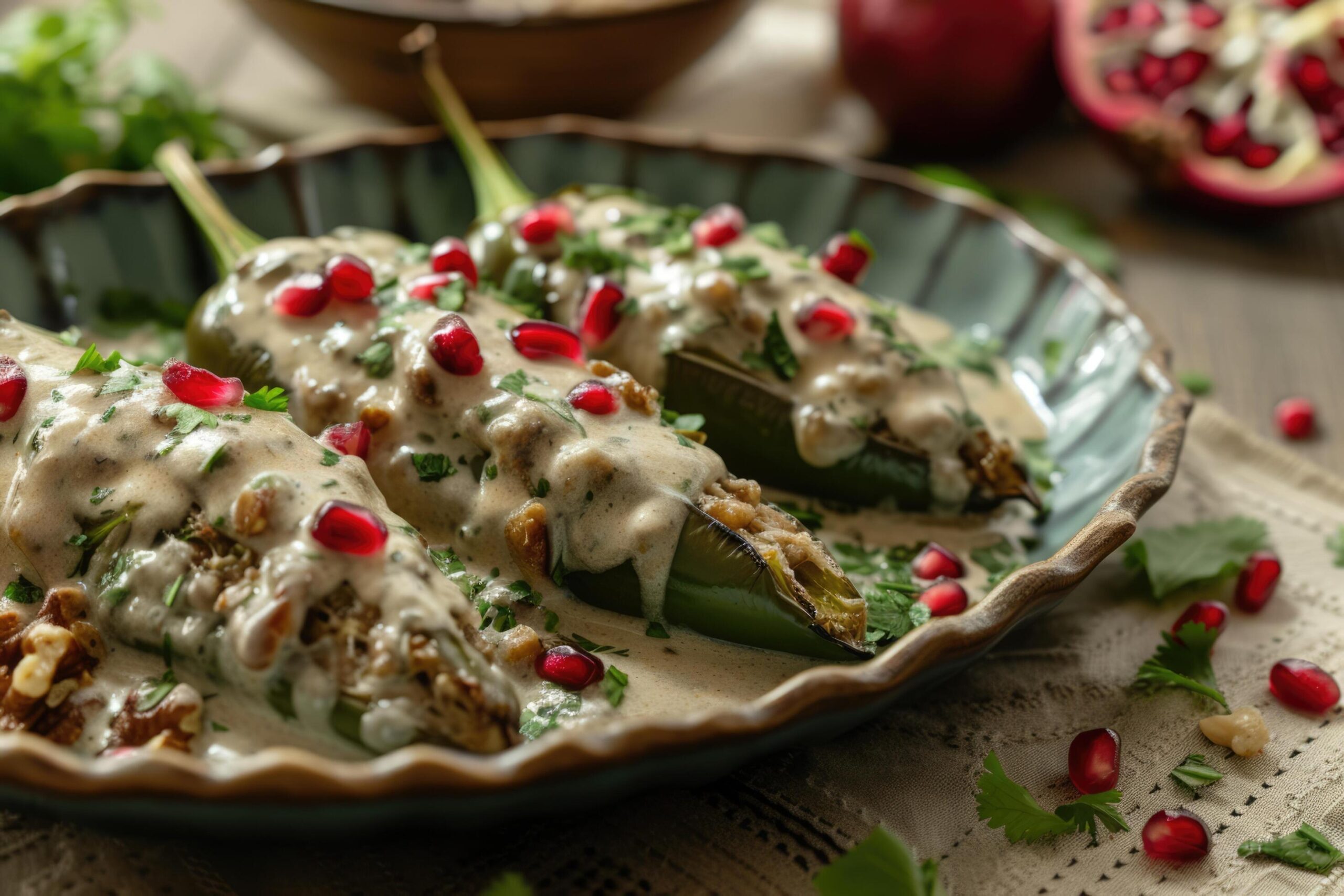 Ai-generated-mexican-cuisine-chile-en-nogada-stuffed-poblano-chiles-with-creamy-sauce-pomegranate-seeds-free-photo