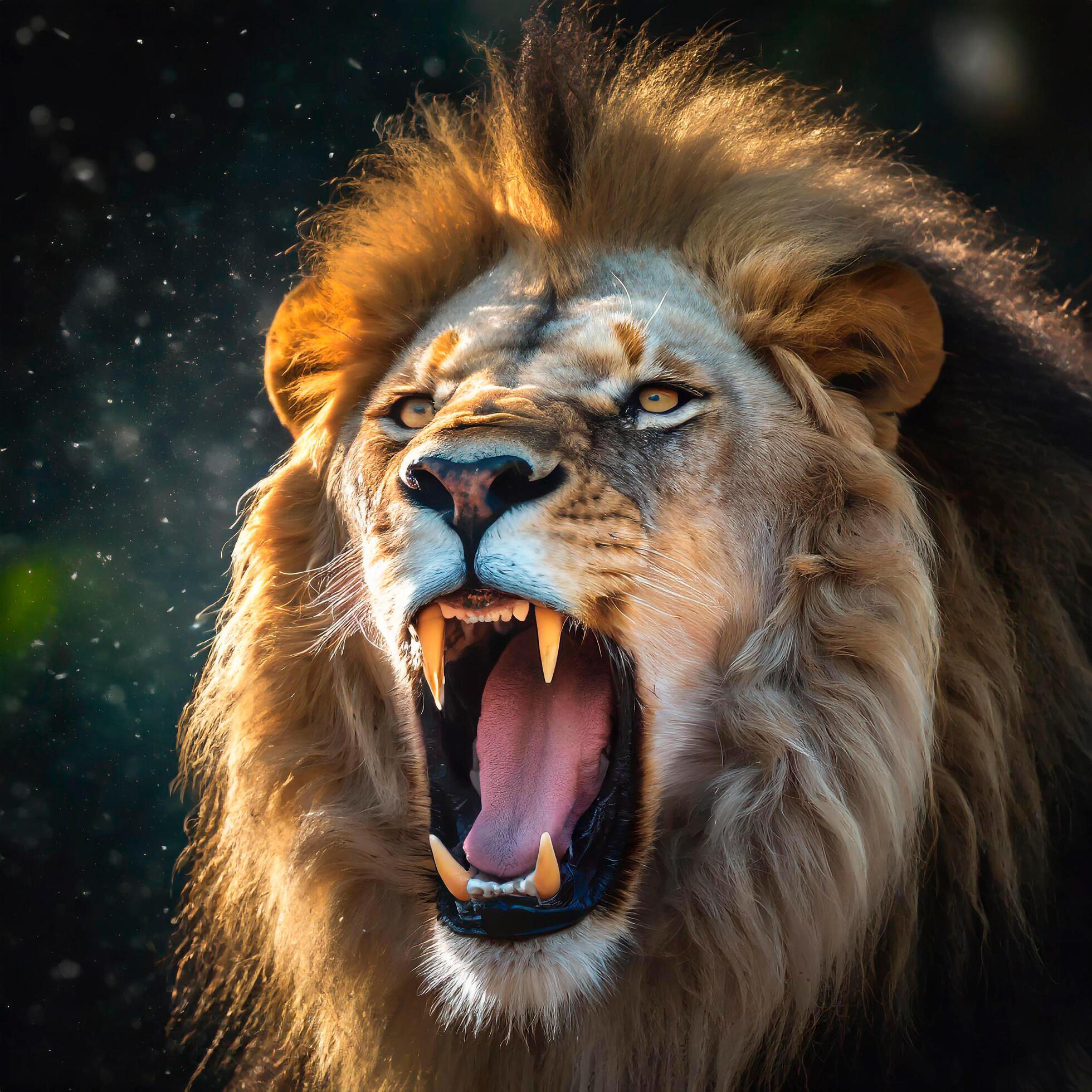 Ai-generated-moment-when-a-lion-roars-loudly-free-photo