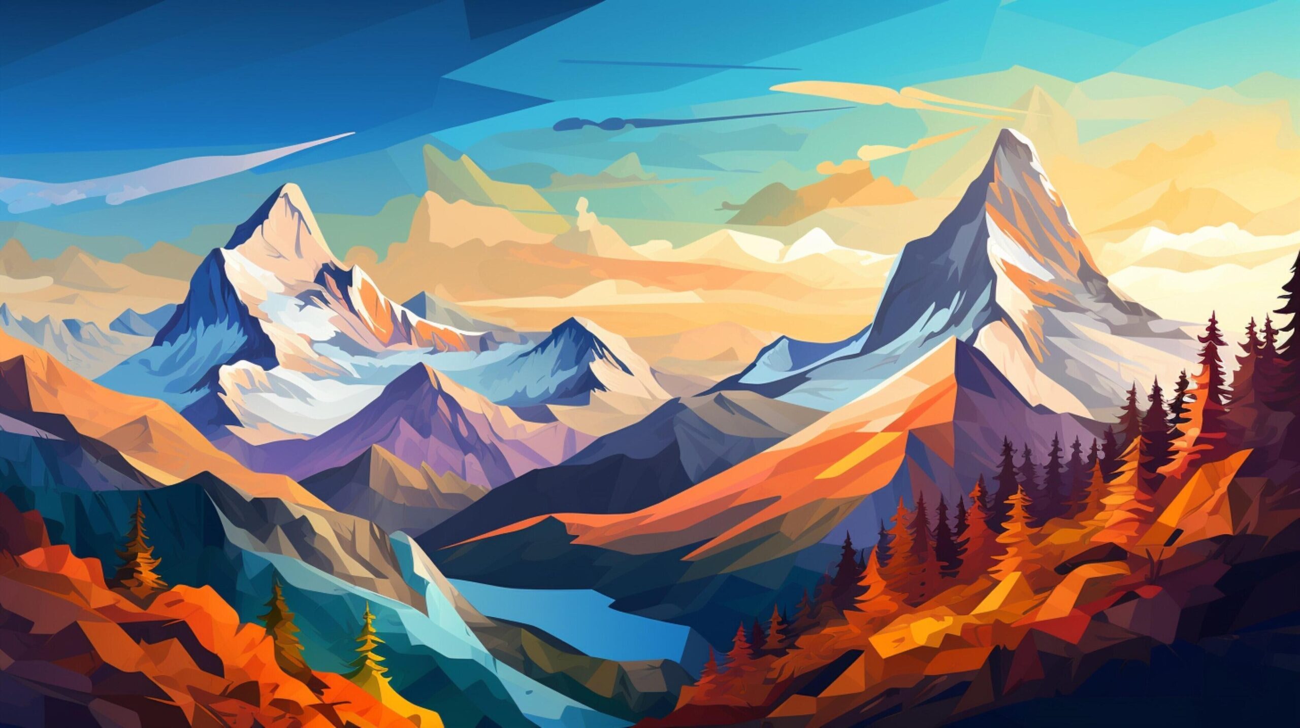 Ai-generated-mountain-abstract-art-background-free-photo