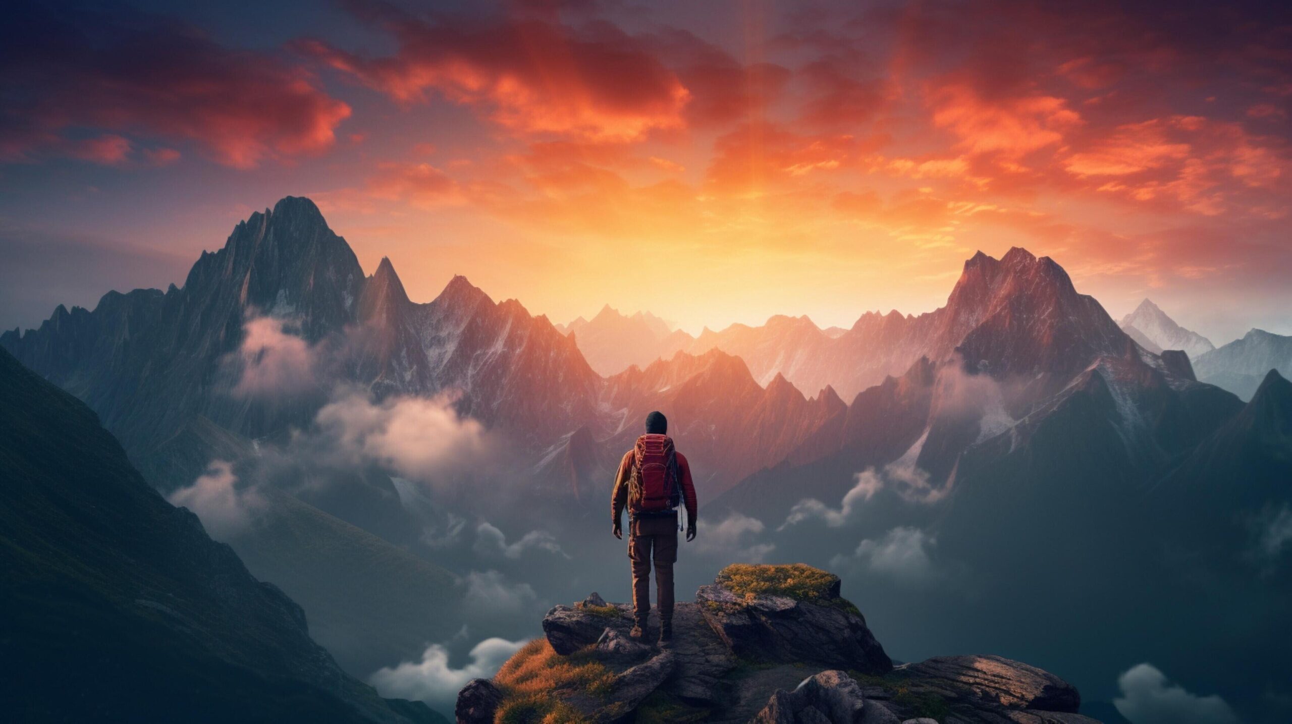 Ai-generated-mountain-adventure-seekers-background-free-photo