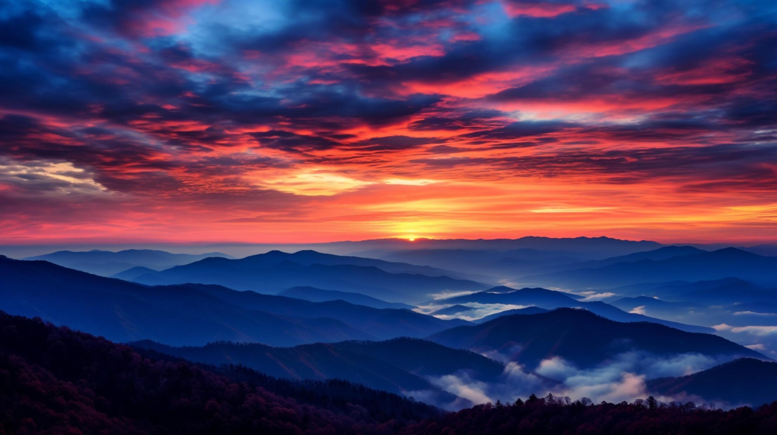 Ai-generated-mountain-sunrise-and-sunset-patterns-background-free-photo