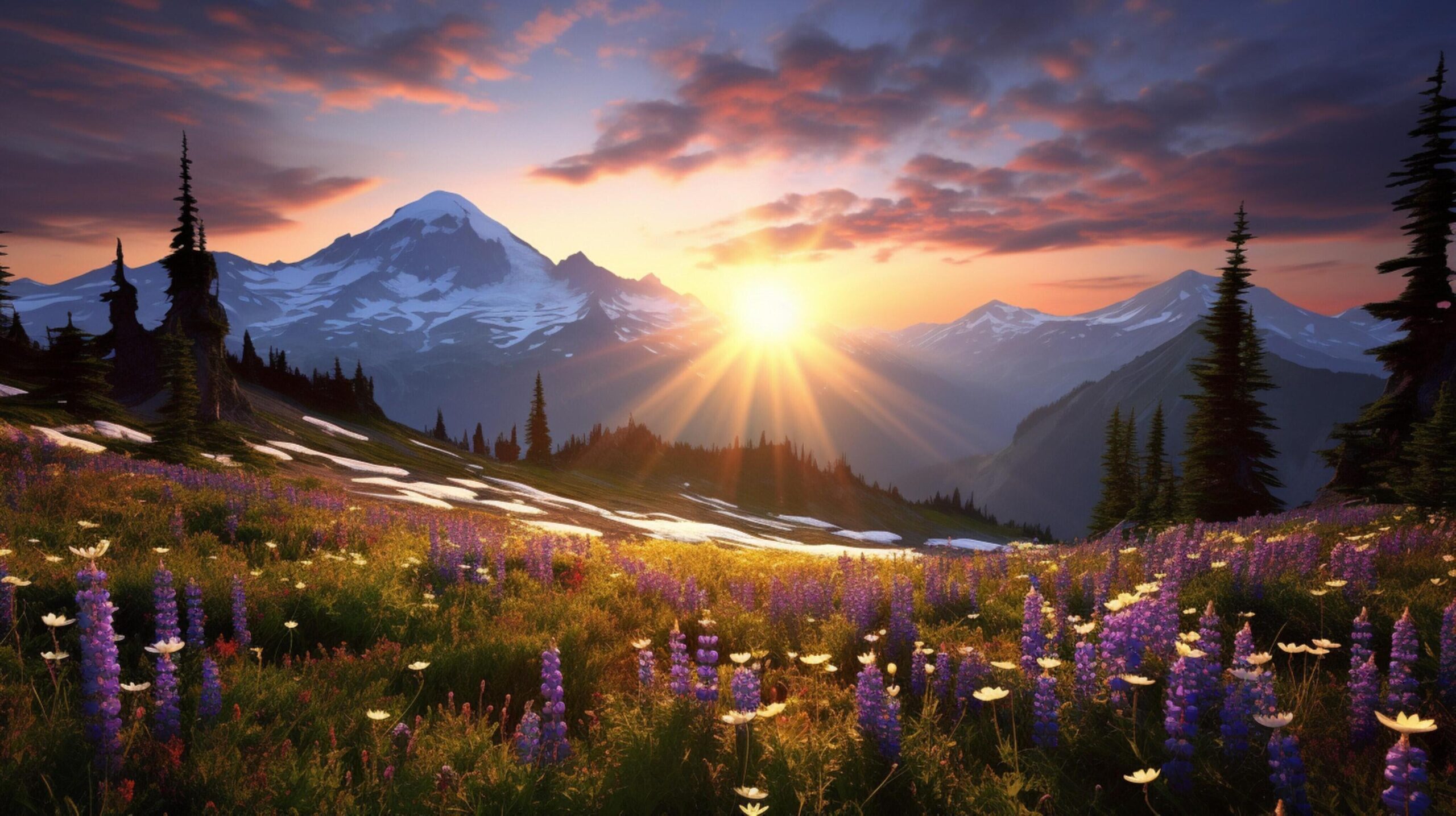 Ai-generated-mountain-wildflowers-background-free-photo