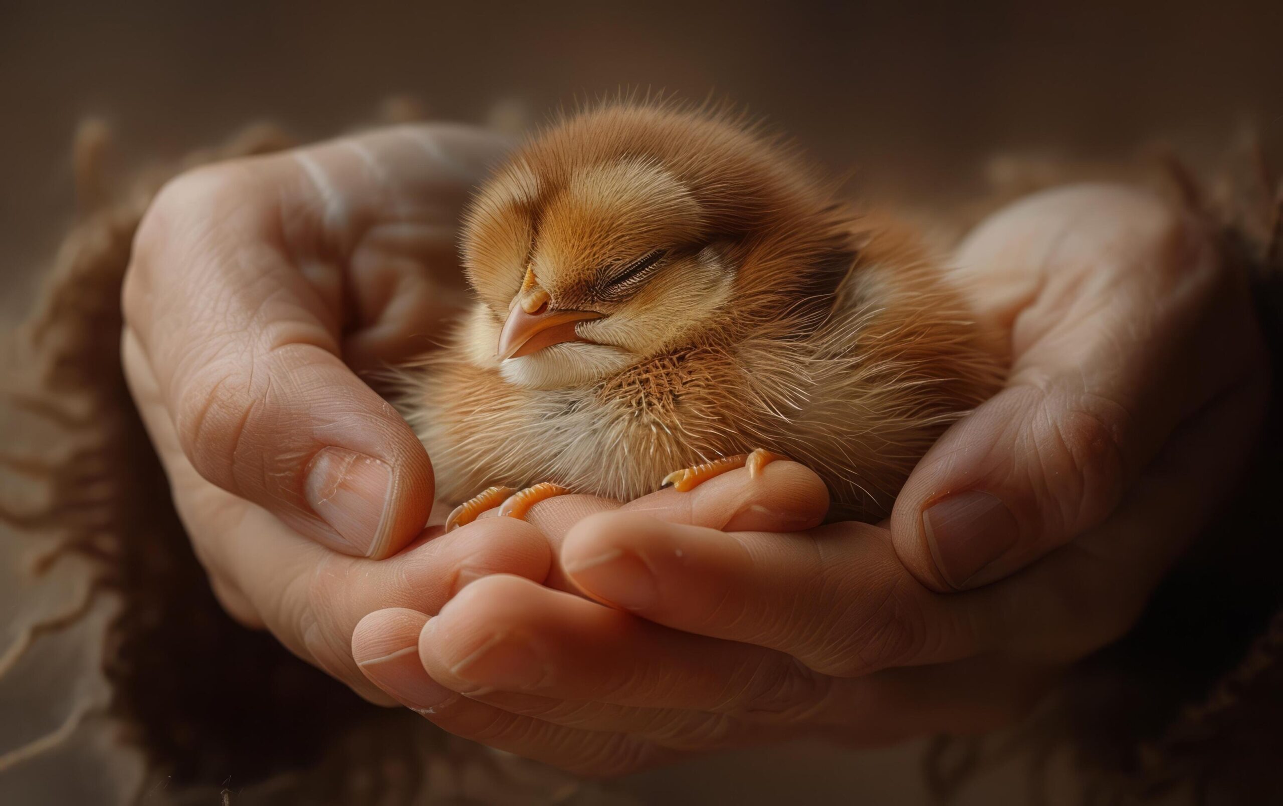 Ai-generated-newborn-chick-in-human-hands-free-photo