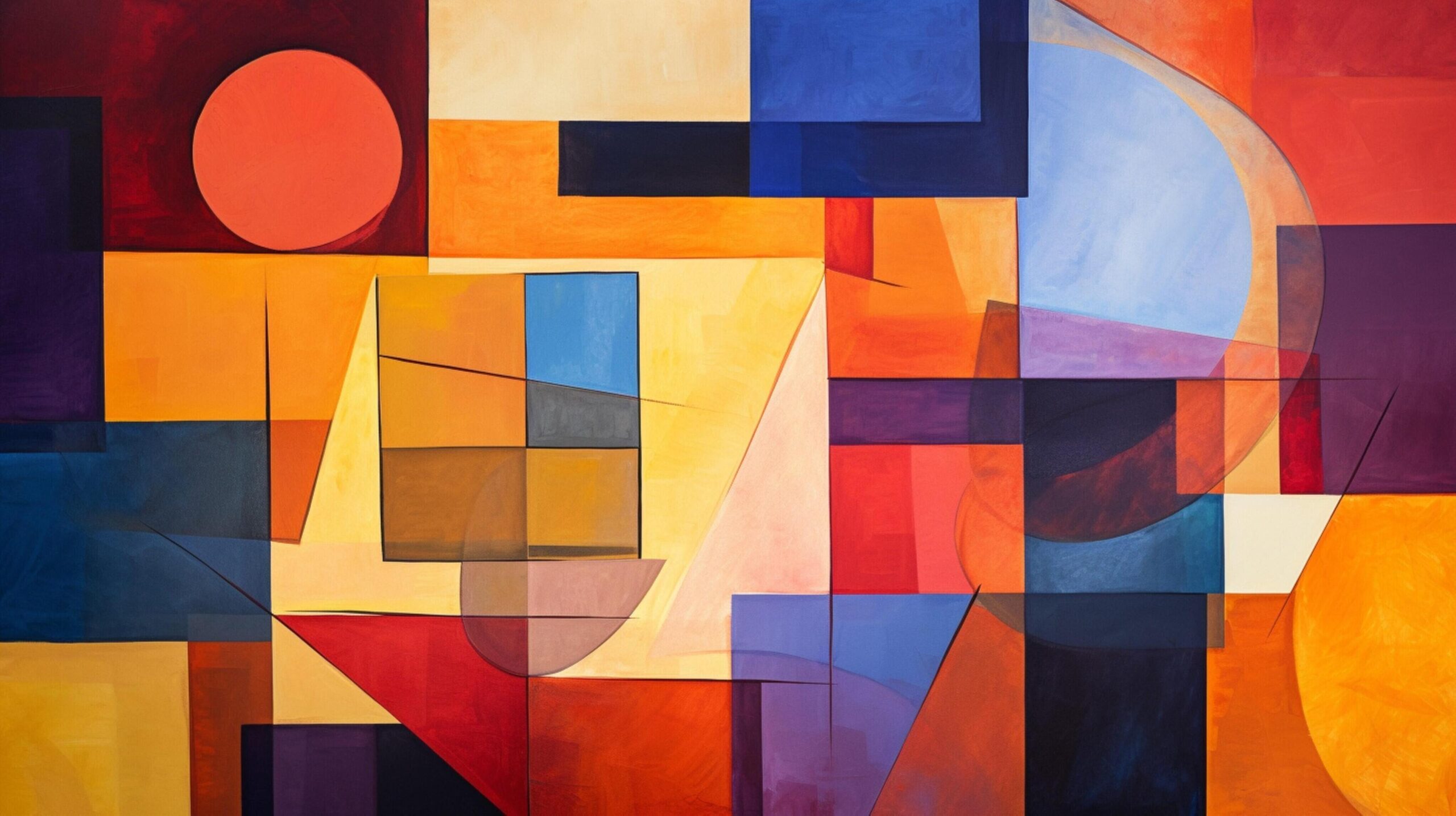 Ai-generated-oil-painting-abstract-collage-of-geometric-elements-free-photo