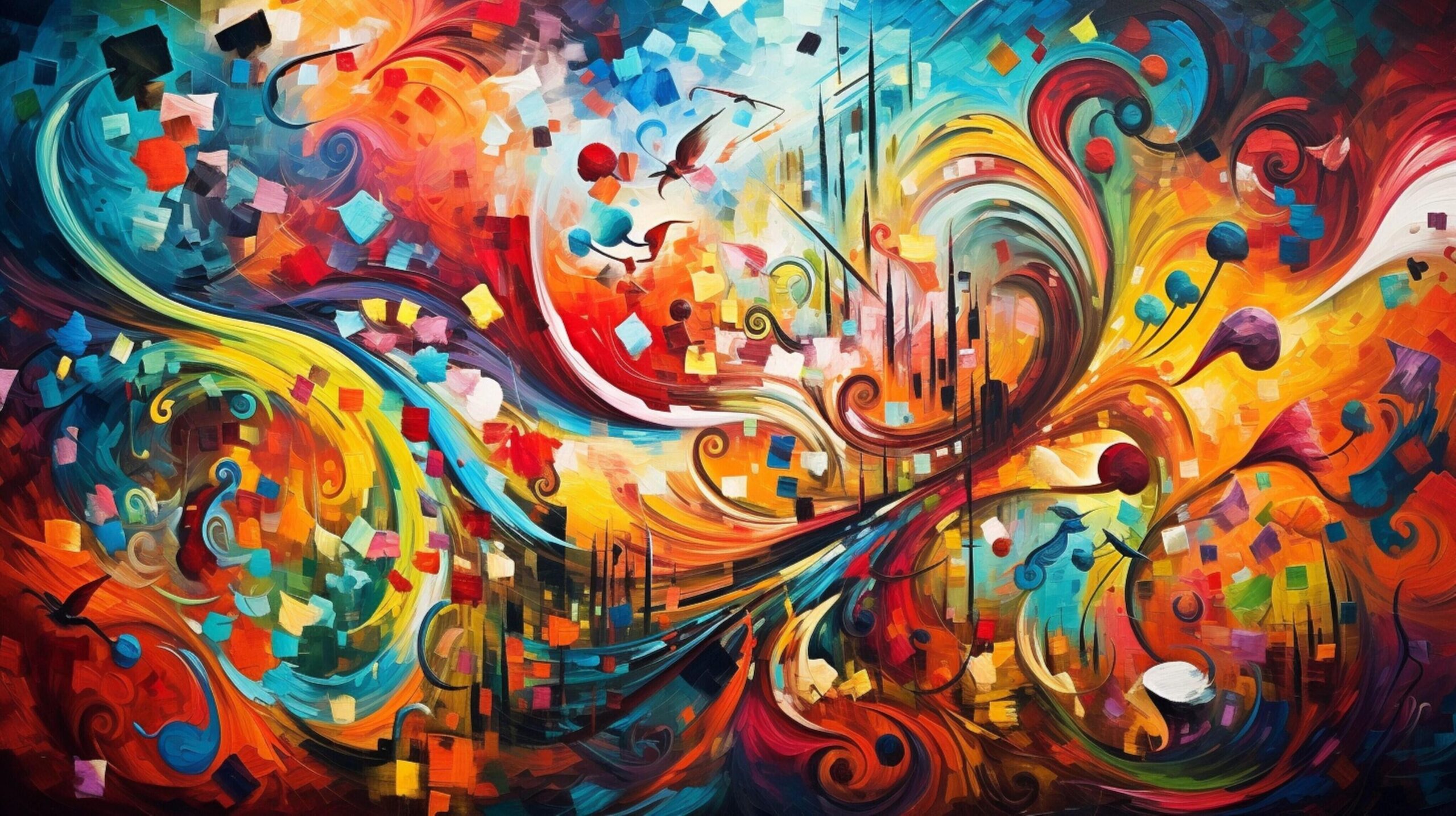 Ai-generated-oil-painting-abstract-collage-of-whimsical-elements-free-photo