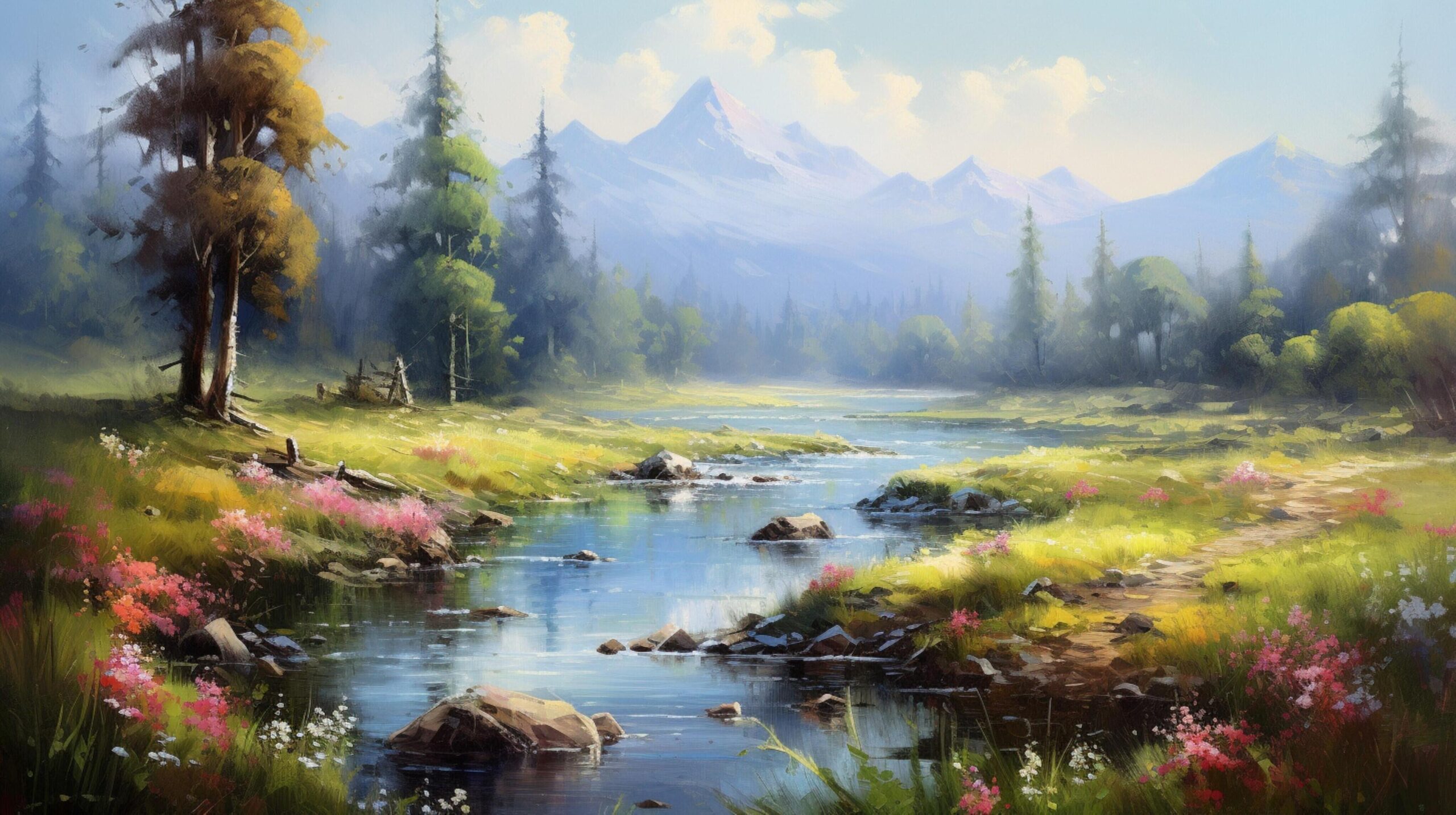 Ai-generated-oil-painting-nature-background-free-photo
