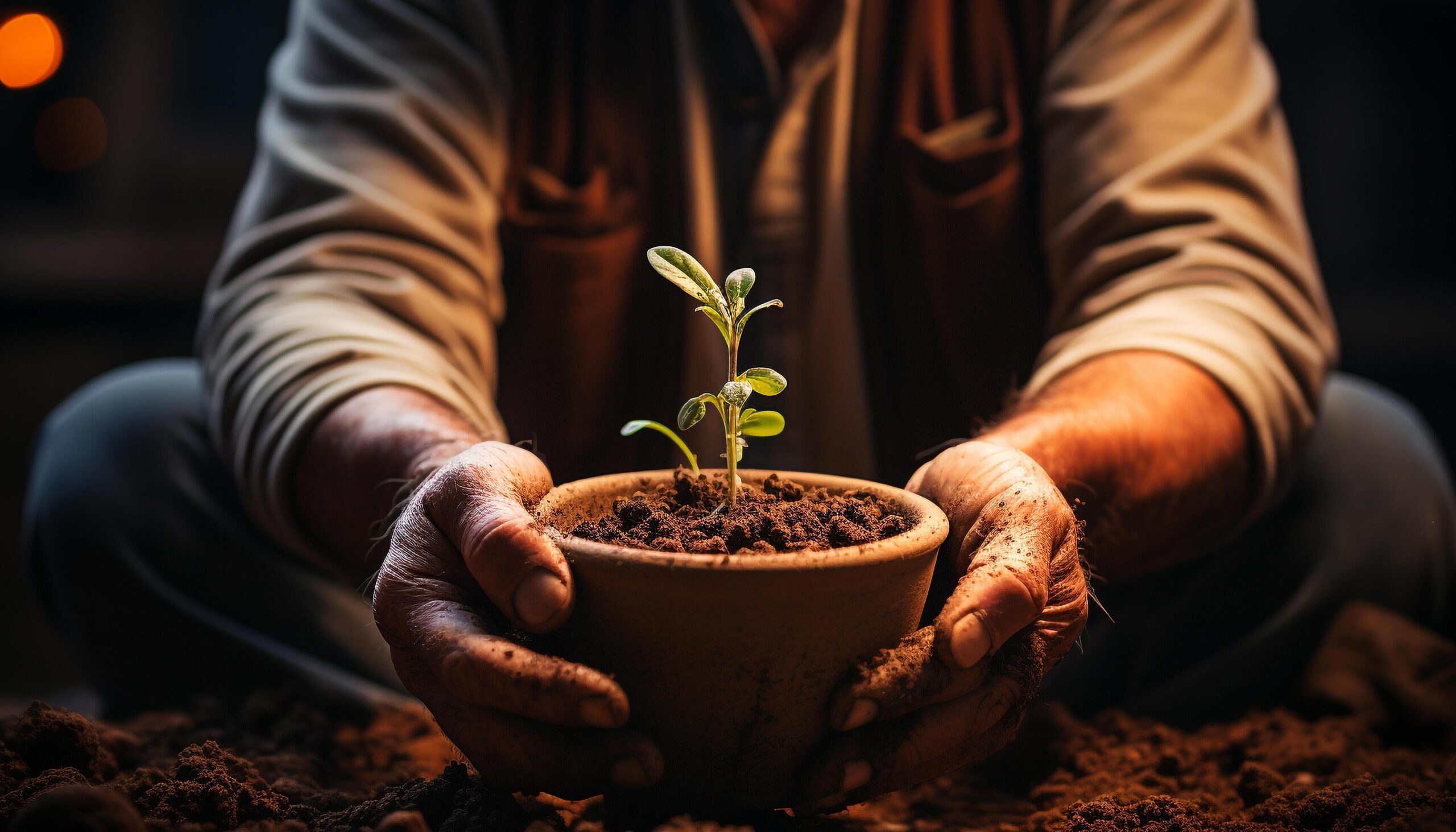 Ai-generated-one-person-planting-new-life-nurturing-growth-in-nature-generated-by-ai-free-photo