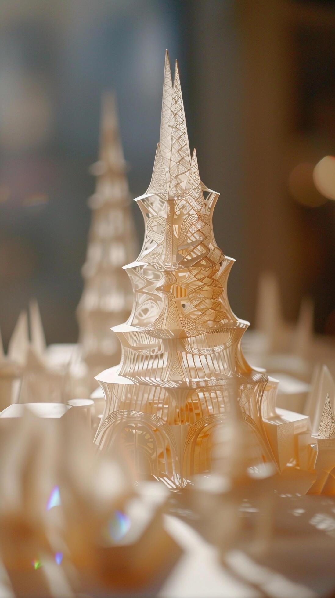 Ai-generated-origami-architecture-intricate-origami-structures-such-as-buildings-bridges-or-landmarks-background-image-generative-ai-free-photo