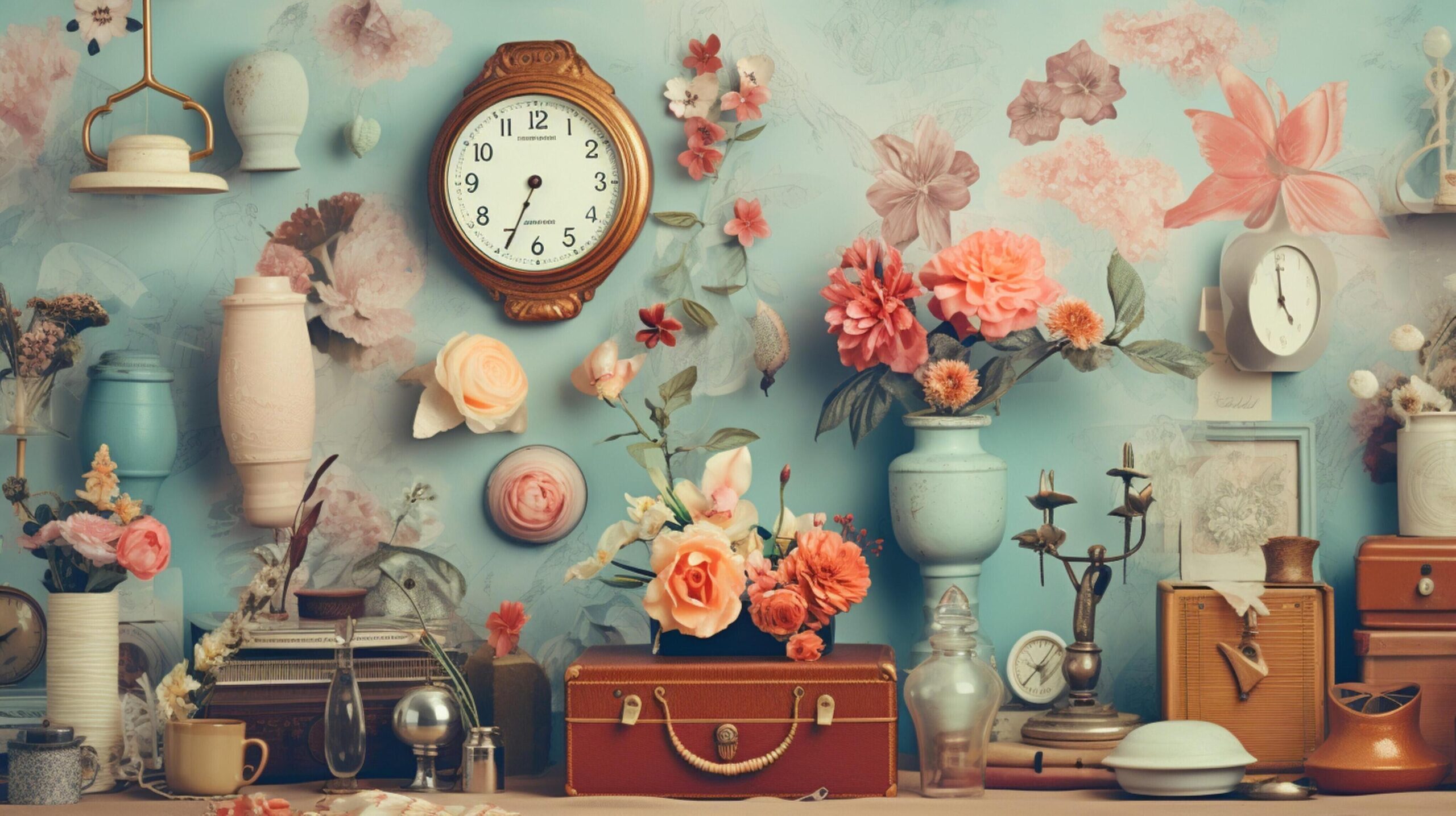 Ai-generated-pastel-collage-of-vintage-elements-background-free-photo