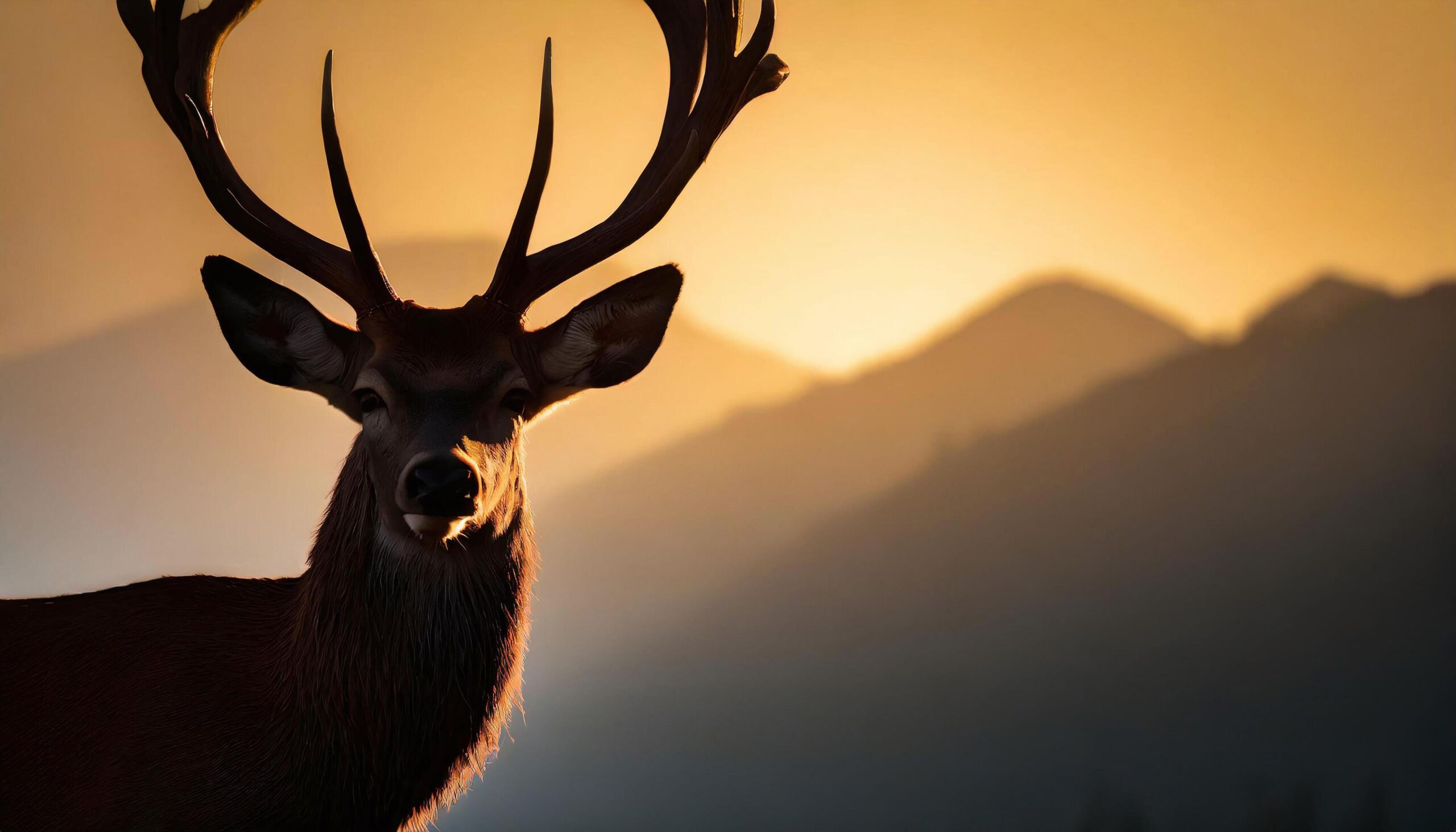 Ai-generated-peaceful-forest-landscape-with-standing-deer-silhouette-free-photo