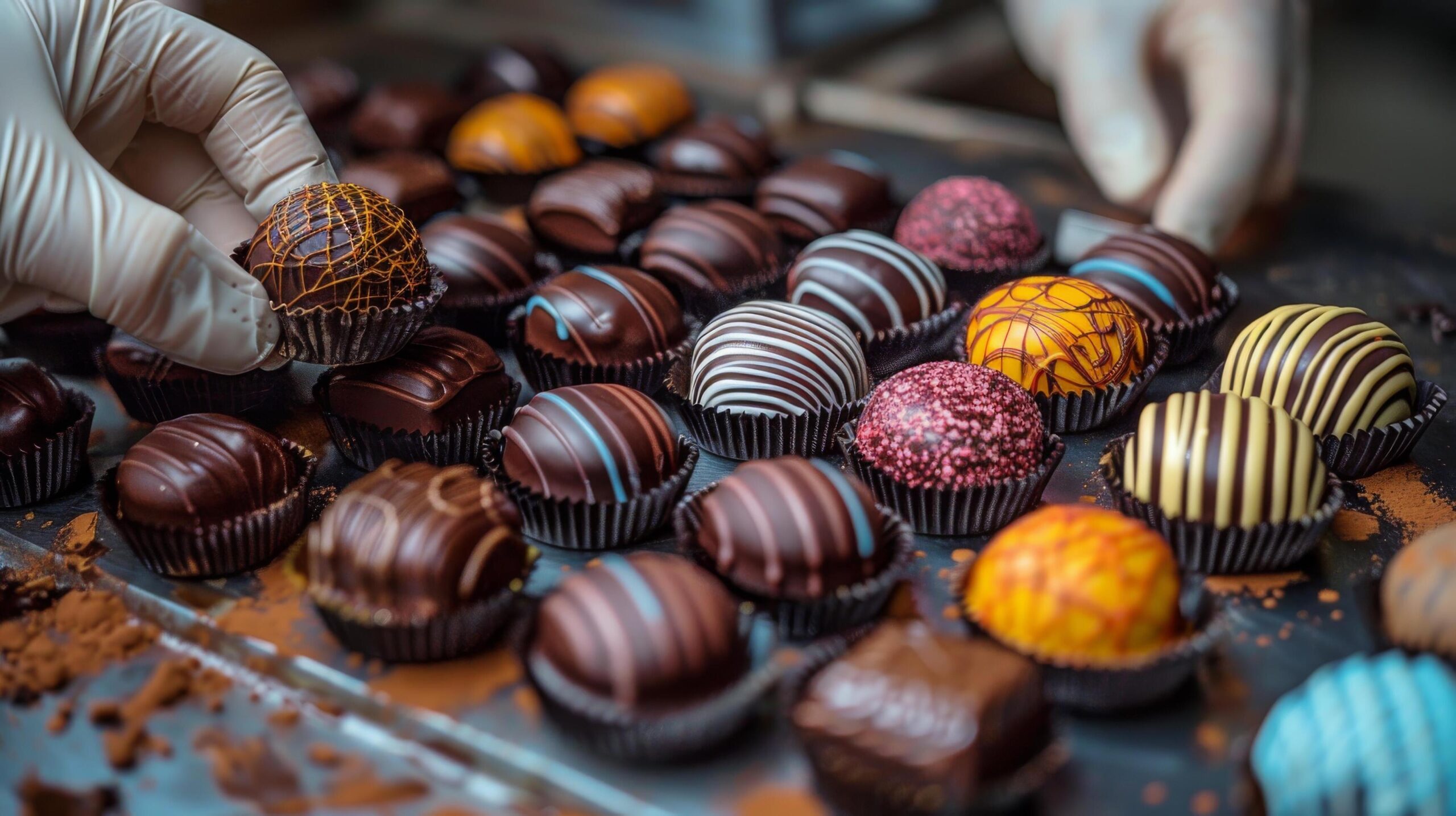 Ai-generated-person-painting-chocolates-on-tray-free-photo