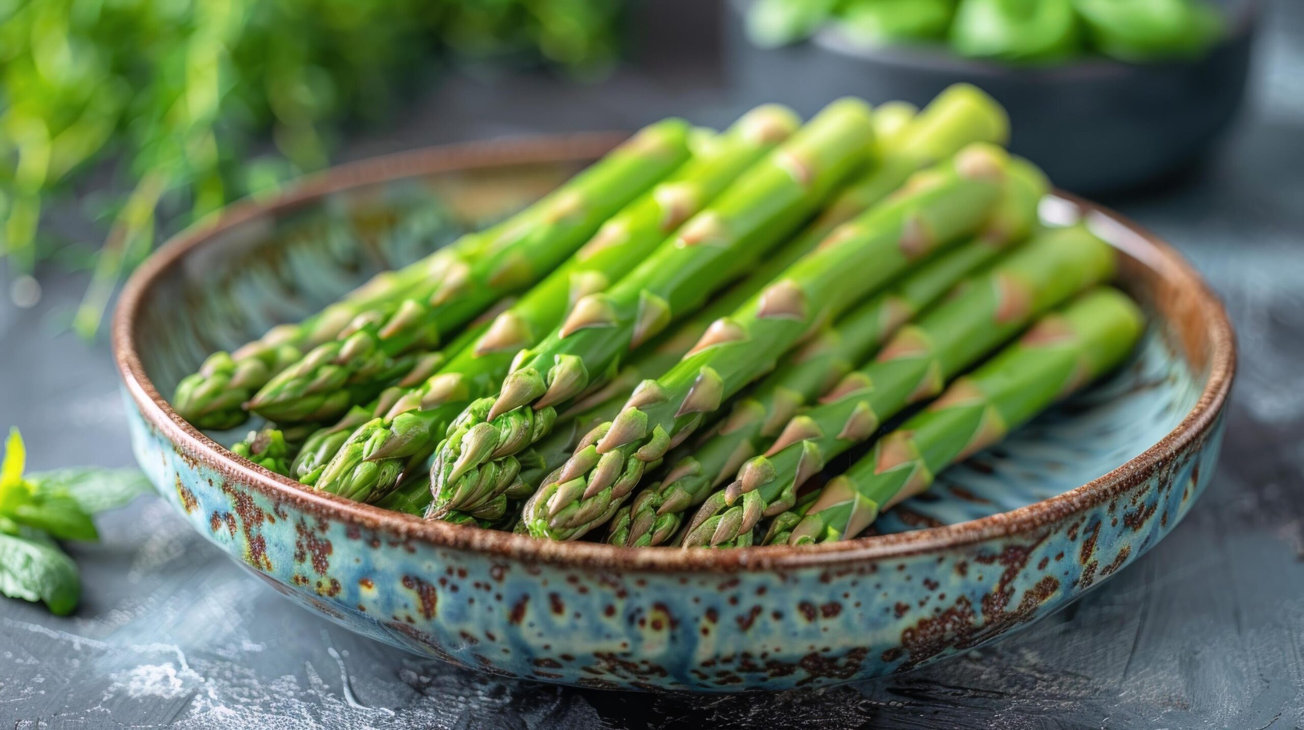 Ai-generated-plate-of-asparagus-on-table-free-photo
