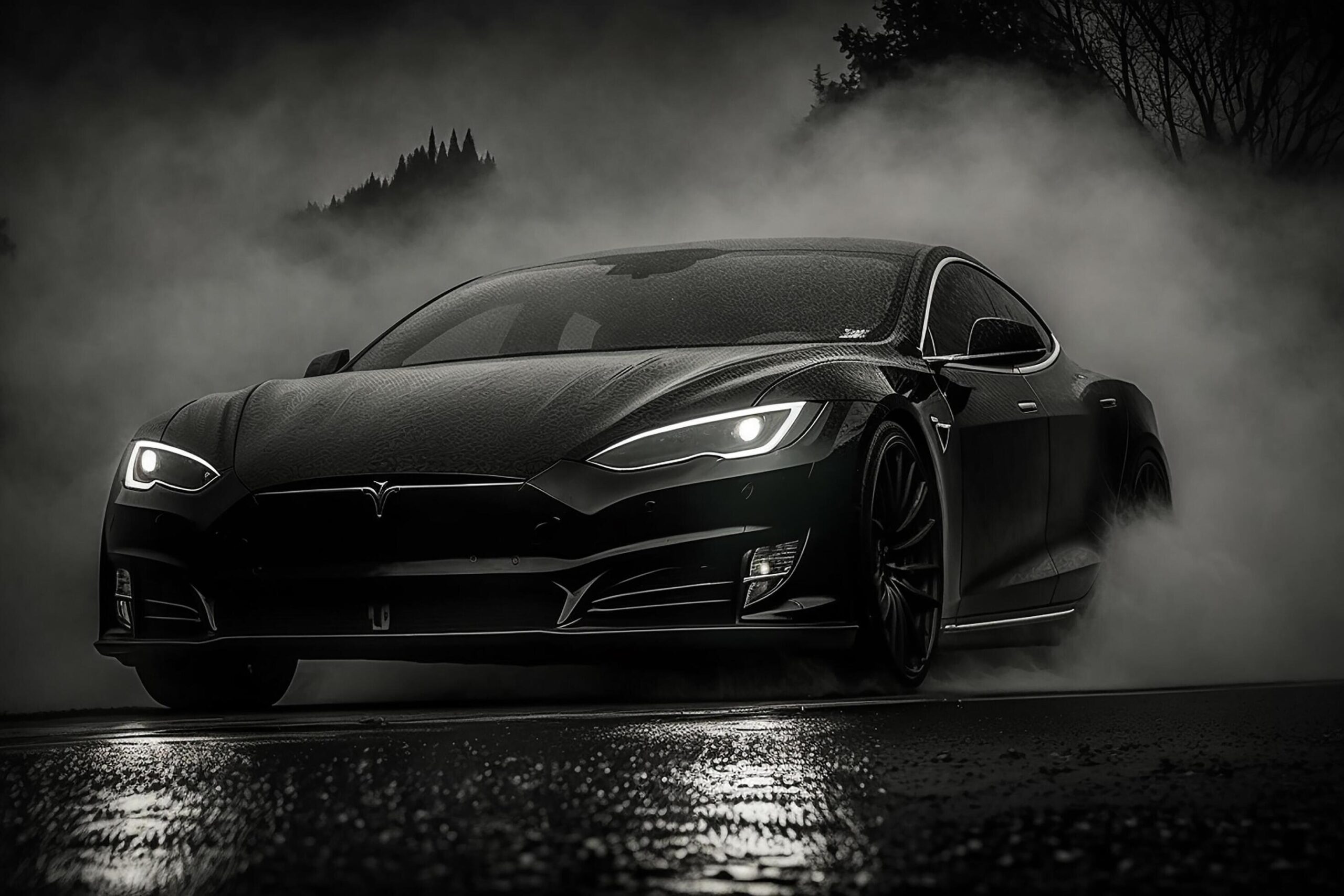 Ai-generated-polished-shiny-beautiful-black-car-on-dark-isolated-background-for-website-or-print-design-generative-ai-free-photo