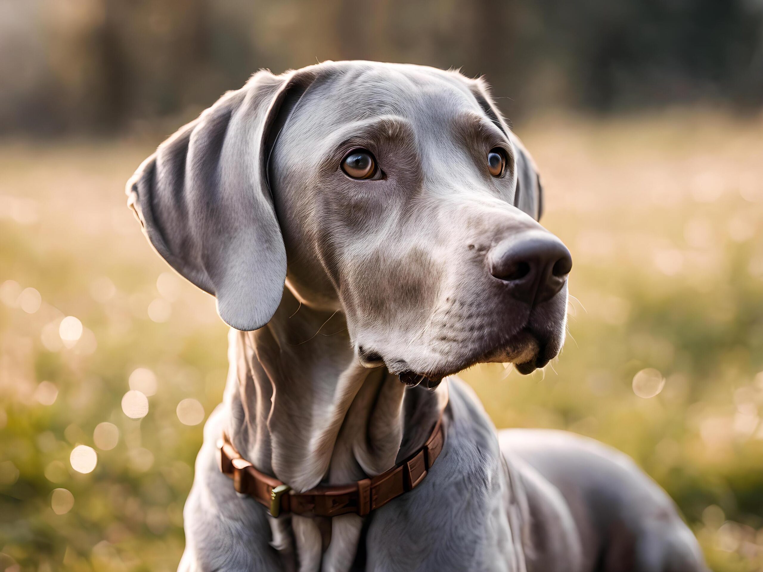 Ai-generated-portrait-of-a-beautiful-weimaraner-dog-in-the-nature-free-photo