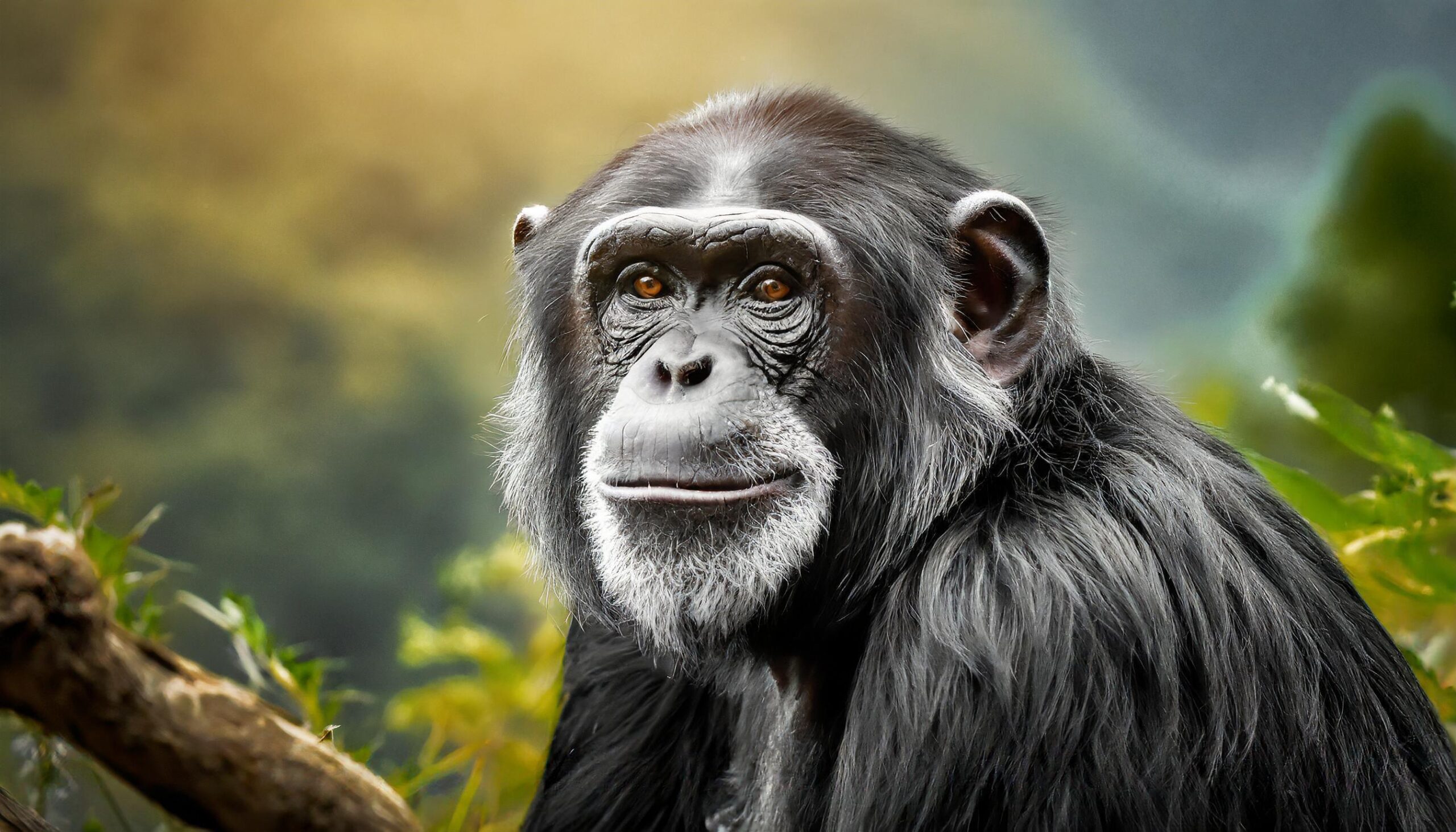 Ai-generated-portrait-of-a-chimpanzee-with-expressive-look-free-photo