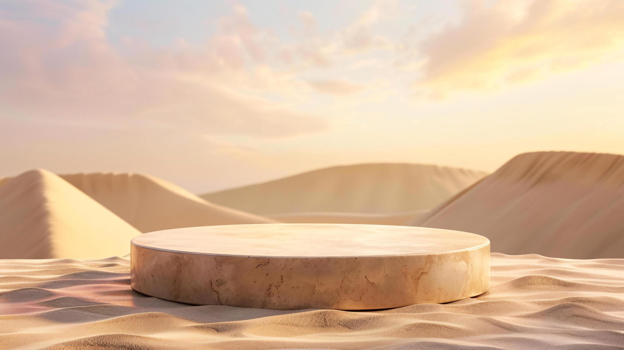 Ai-generated-product-podium-presentation-with-desert-sand-dunes-background-free-photo