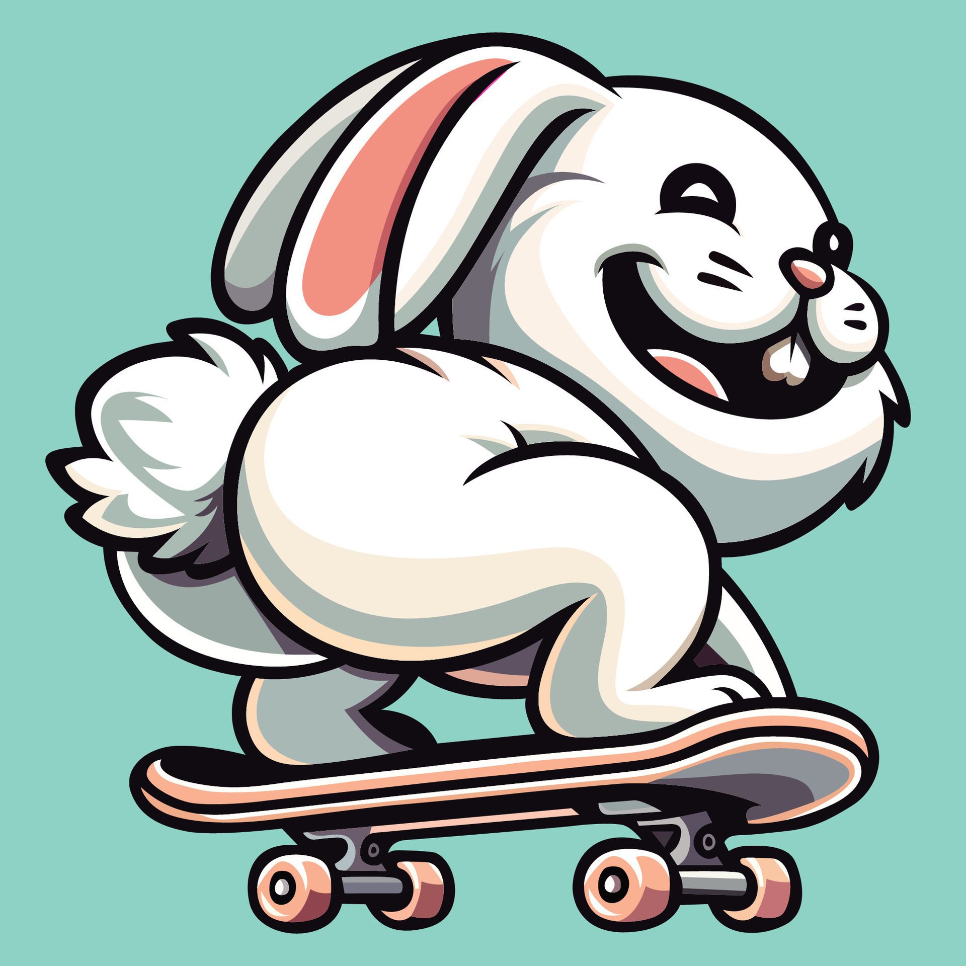 Ai-generated-rabbit-riding-skateboard-illustration-free-vector