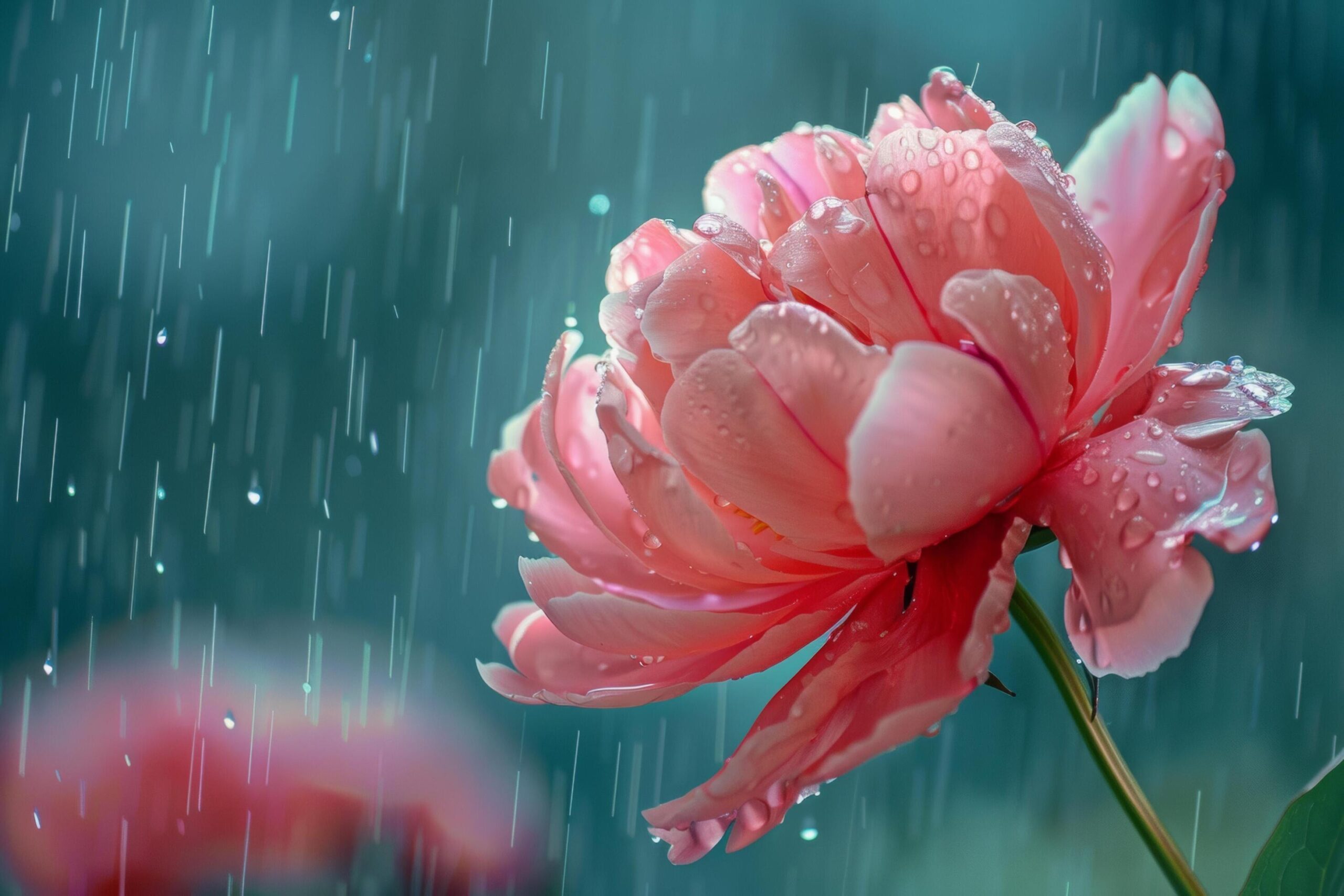 Ai-generated-raindrops-on-vibrant-peony-petals-free-photo