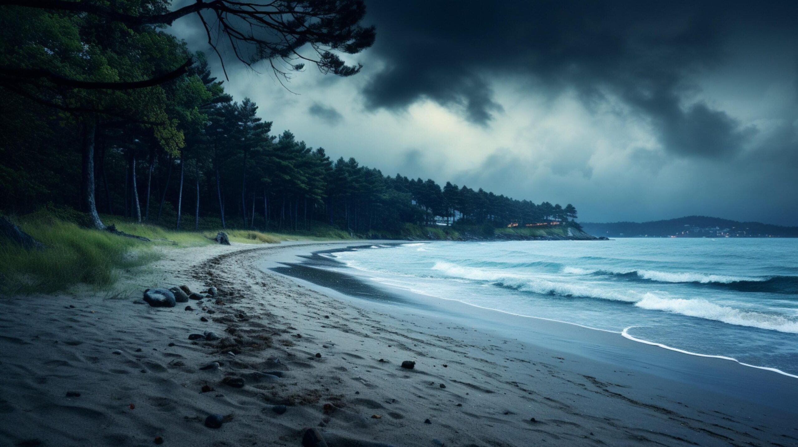 Ai-generated-rainy-coastal-background-free-photo