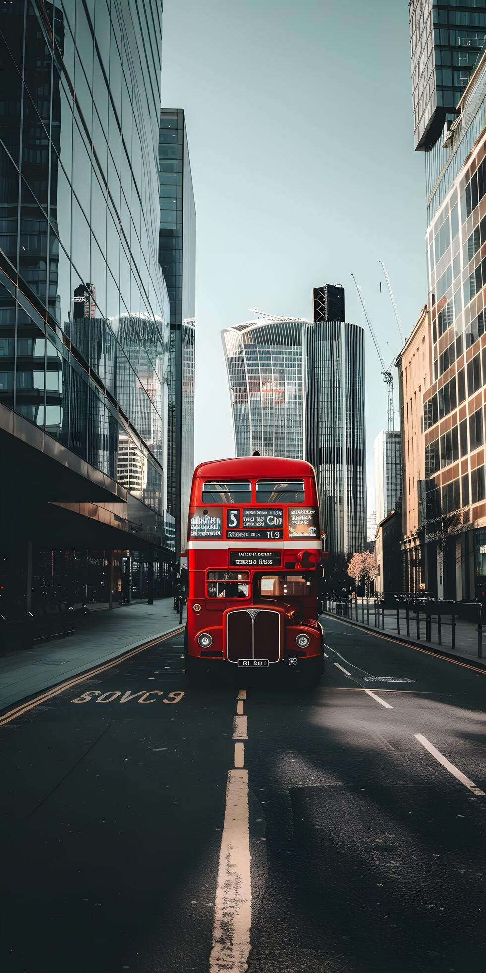 Ai-generated-red-doubledecker-bus-on-busy-city-street-free-photo