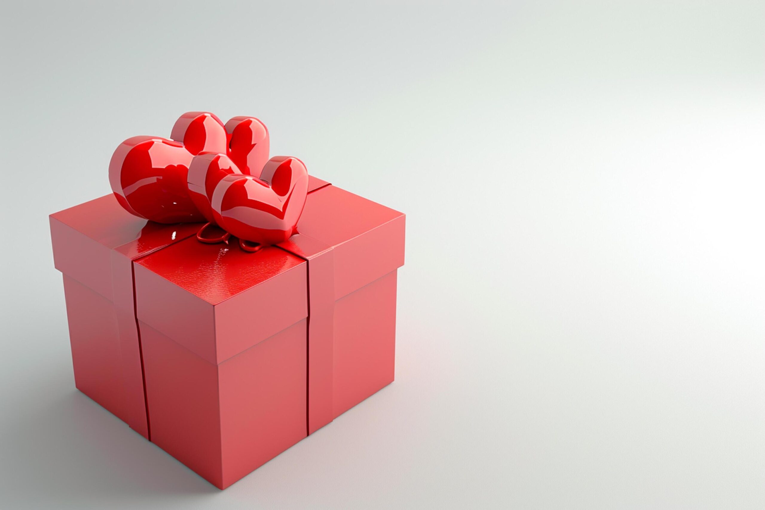Ai-generated-red-elegance-from-above-3d-top-view-gift-box-with-ribbon-empty-space-ai-generated-free-photo