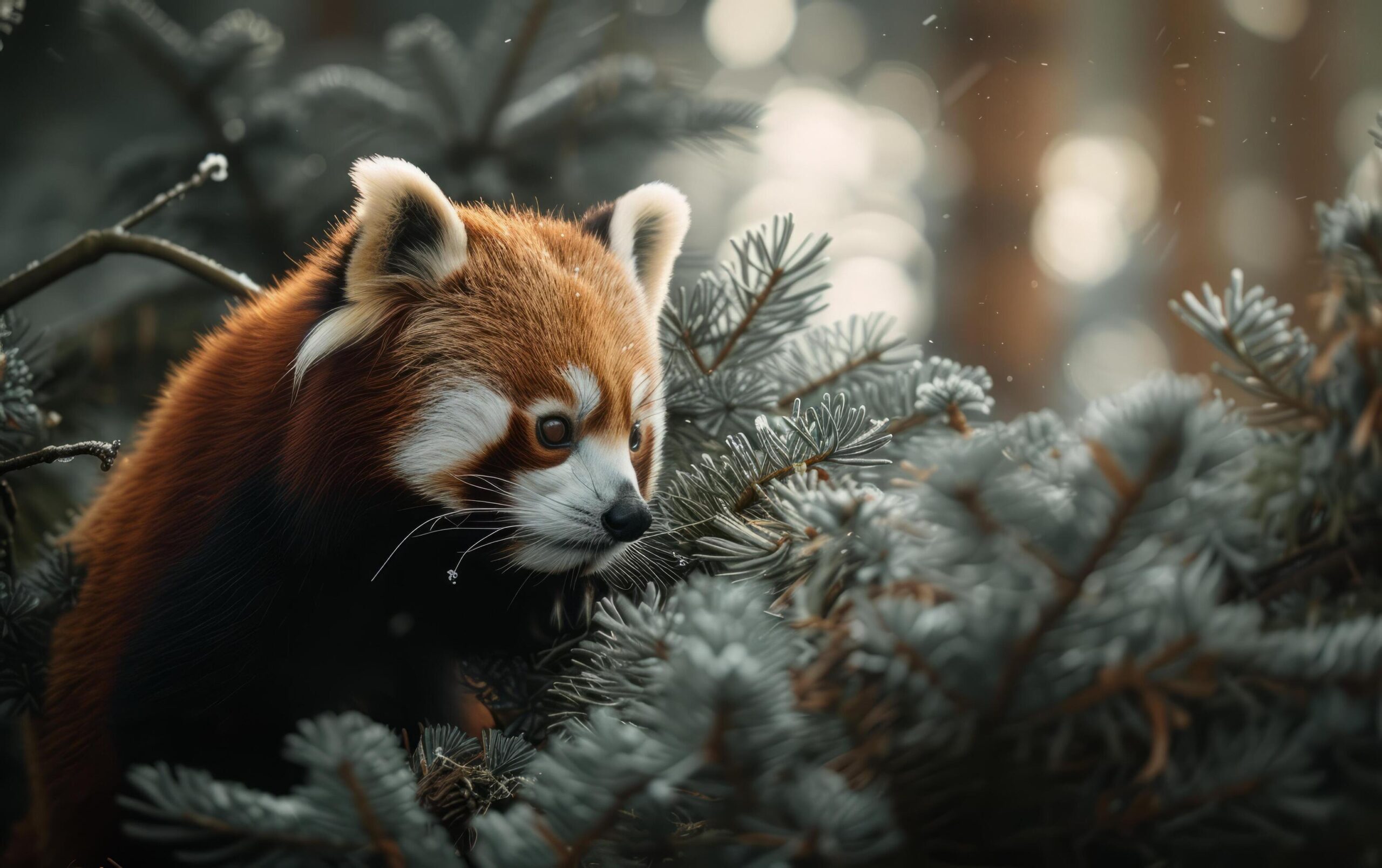 Ai-generated-red-panda-amidst-morning-light-free-photo