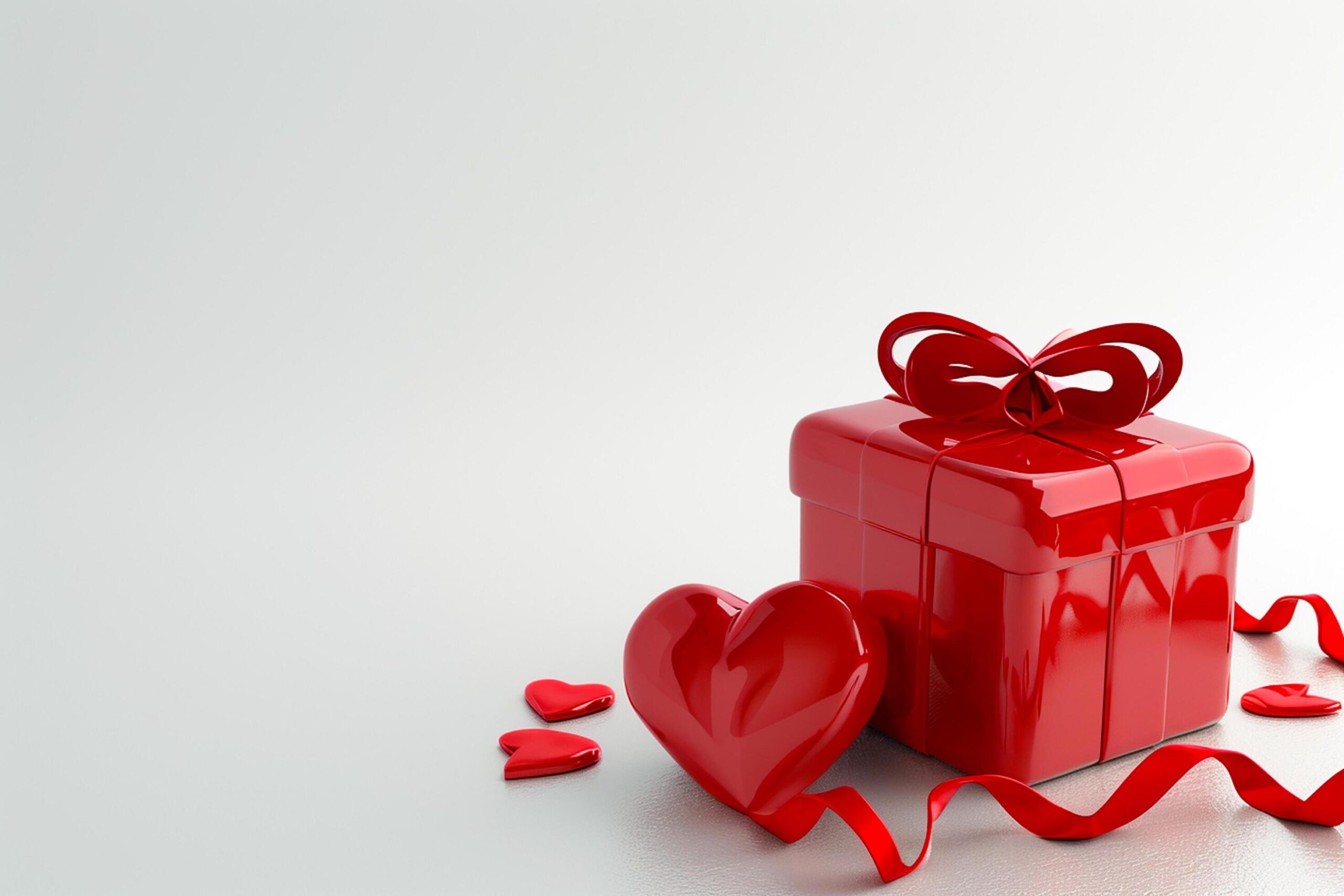 Ai-generated-red-ribbon-romance-3d-heart-gift-box-empty-space-top-view-elegance-ai-generated-free-photo
