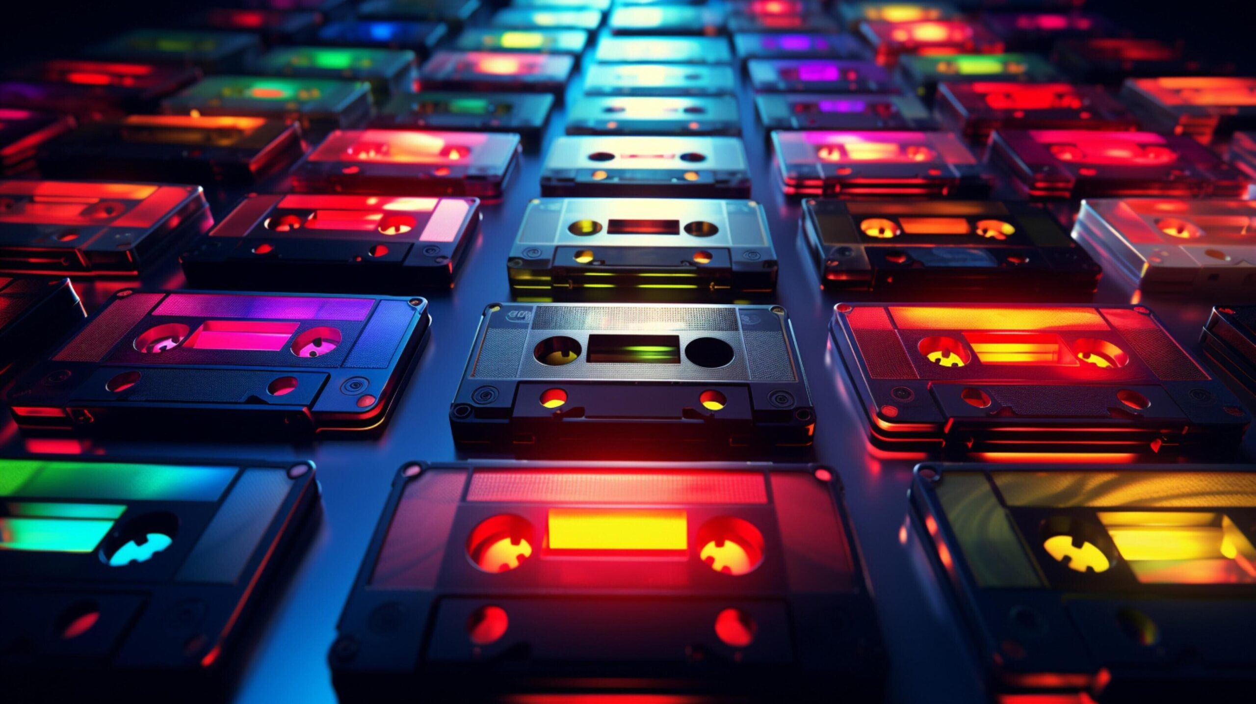 Ai-generated-retro-cassette-tapes-background-free-photo