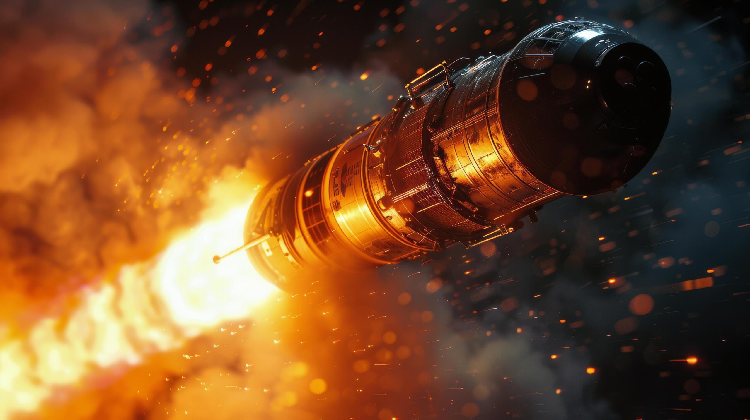 Ai-generated-rocket-launch-with-intense-flame-free-photo