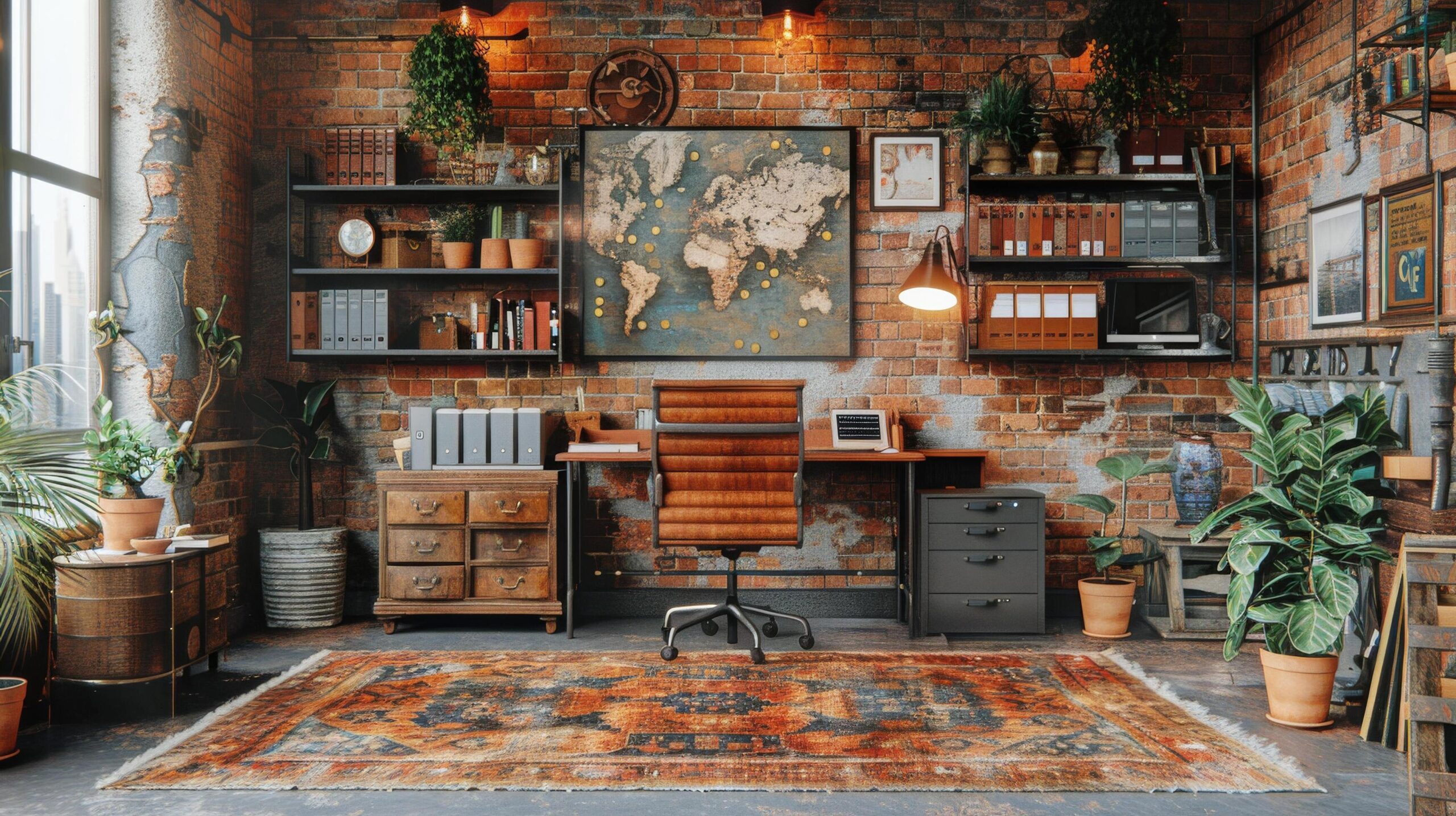 Ai-generated-room-filled-with-furniture-and-plants-free-photo